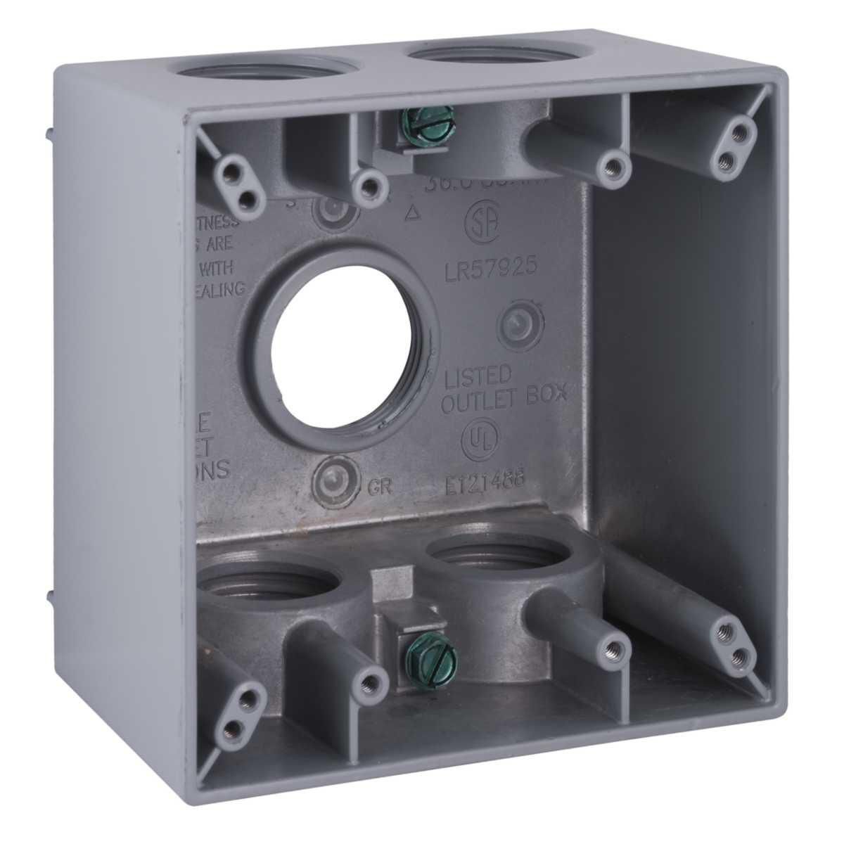 Product image for 2G WP DEEP BOX (5) 1 IN. OUTLETS - GRY