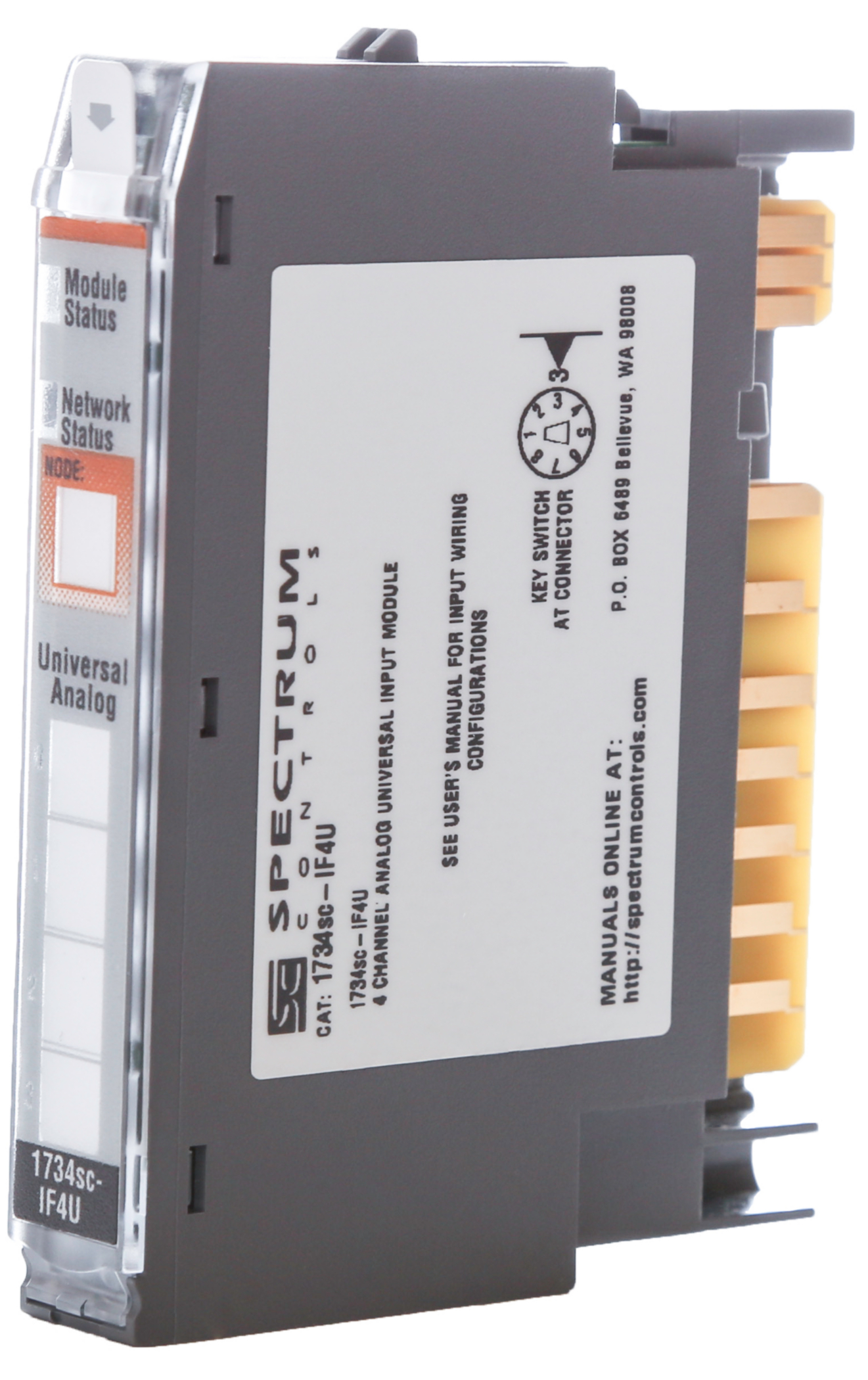 Product image for SPECTR 1734SC-IF4U INPUT ANALOG 4CHANNEL UNIVERSAL THERMOCOUPLE RTD RESISTANCE VOLTAGE OR CURRENT I/O COMPATIBLE DISTRIBUTED