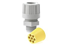 Product image for WOODH 5594-005W 1300980198 CONNECTOR MAXLOC MULTI-HOLE 1/2" STR CONN W/ 2-3 HOLES FOR .250" DIA CABLES C/W O-RING & LOCKNUT