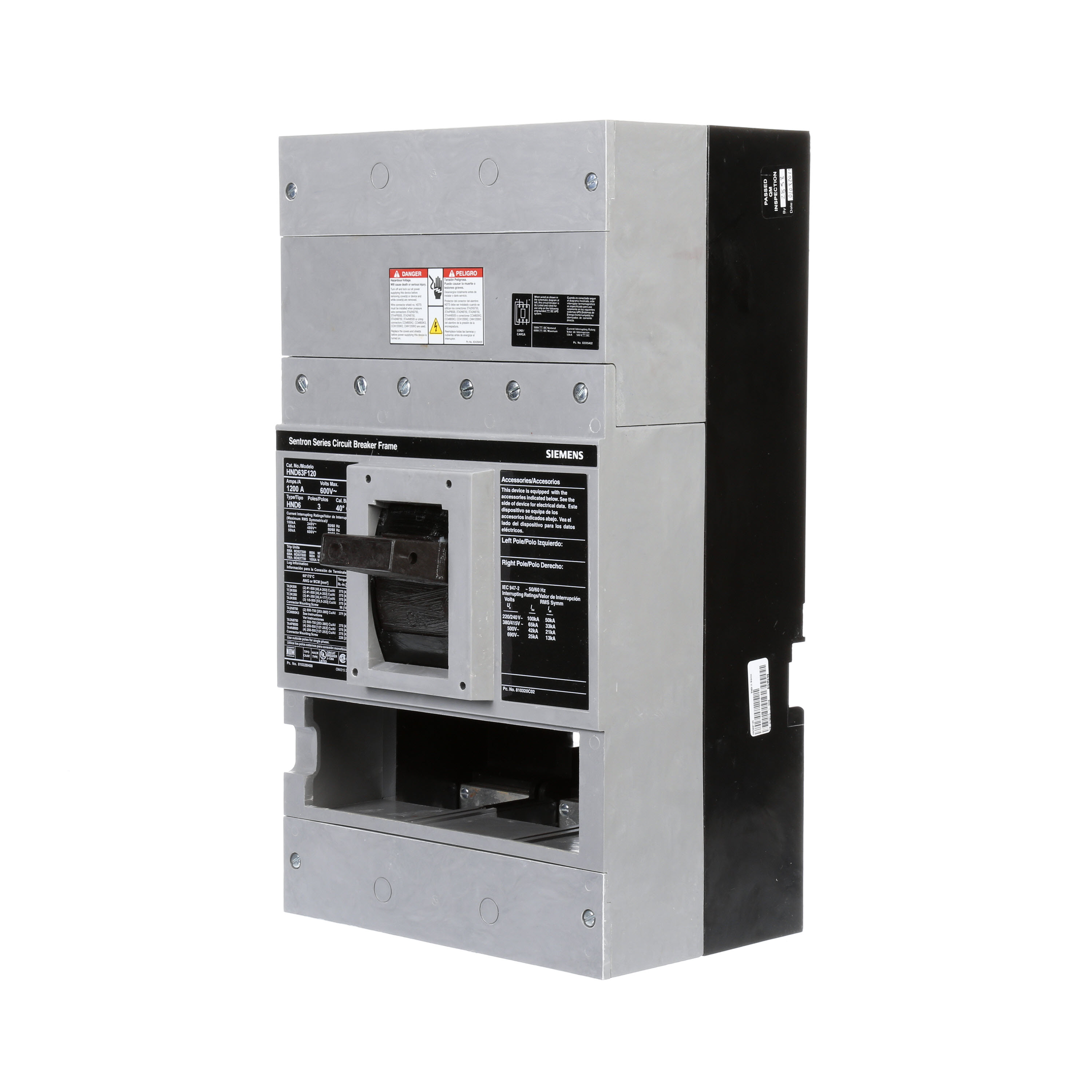 Product image for Circuit breaker 3-pole 65kA 800A 600VAC 25kA 250VDC