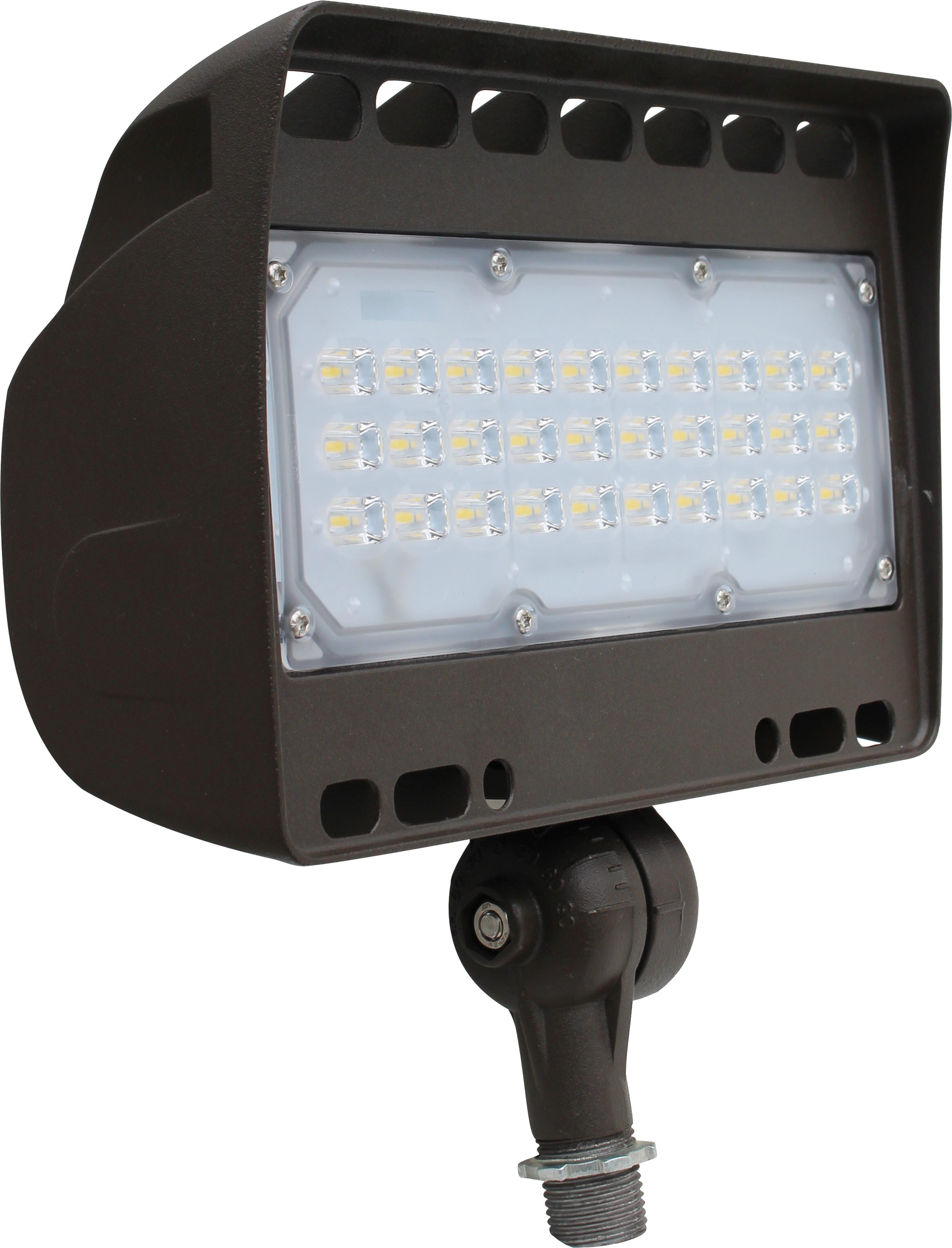 Product image for (DISC.) LED FLOODLIGHT MINI 50W-5400LM, 5000K, BRONZE, 120-277VAC, KNUCKLE MOUNT
