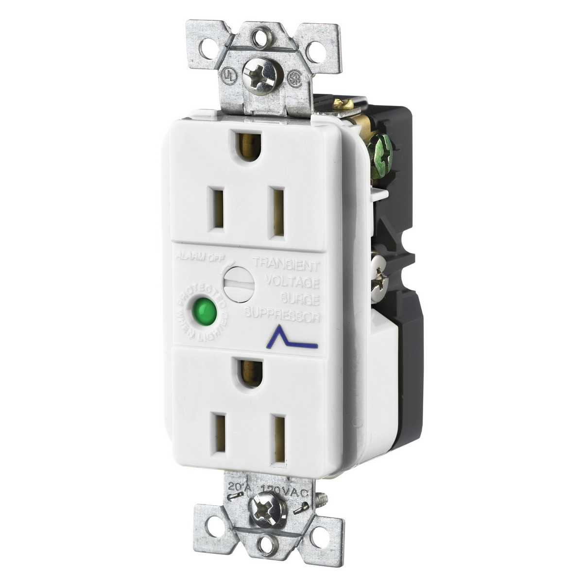 Product image for DUP TVSS RCPT, 15A 125V, 5-15R, WH
