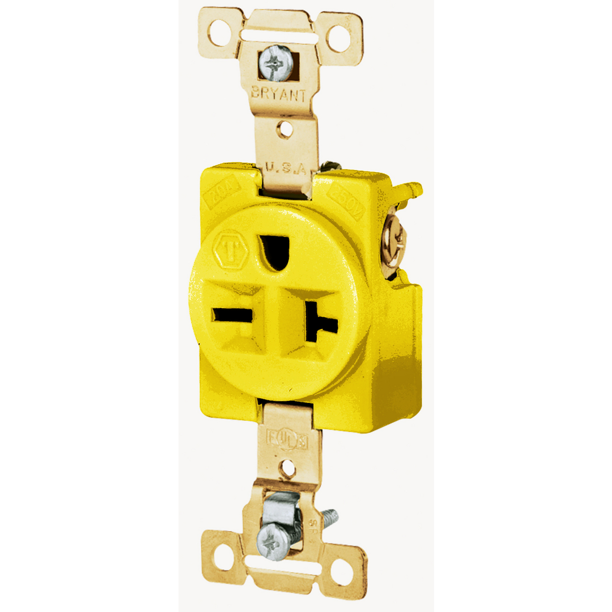 Product image for SGL RCPT, IND GRD, CM, 20A 250V,6-20R,YL