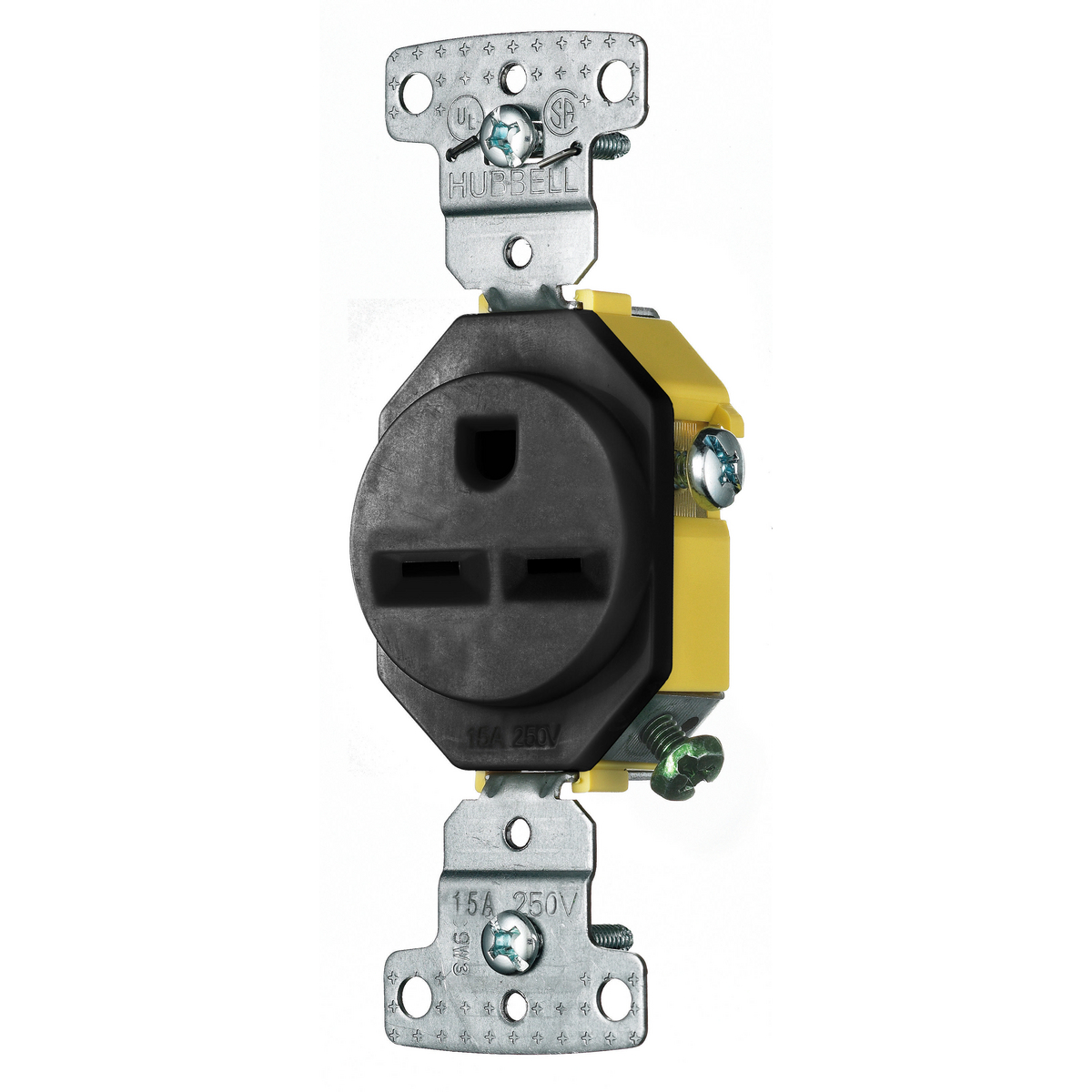 Product image for RESI SGL RCPT, 15A 250V, SELF GRND, BK