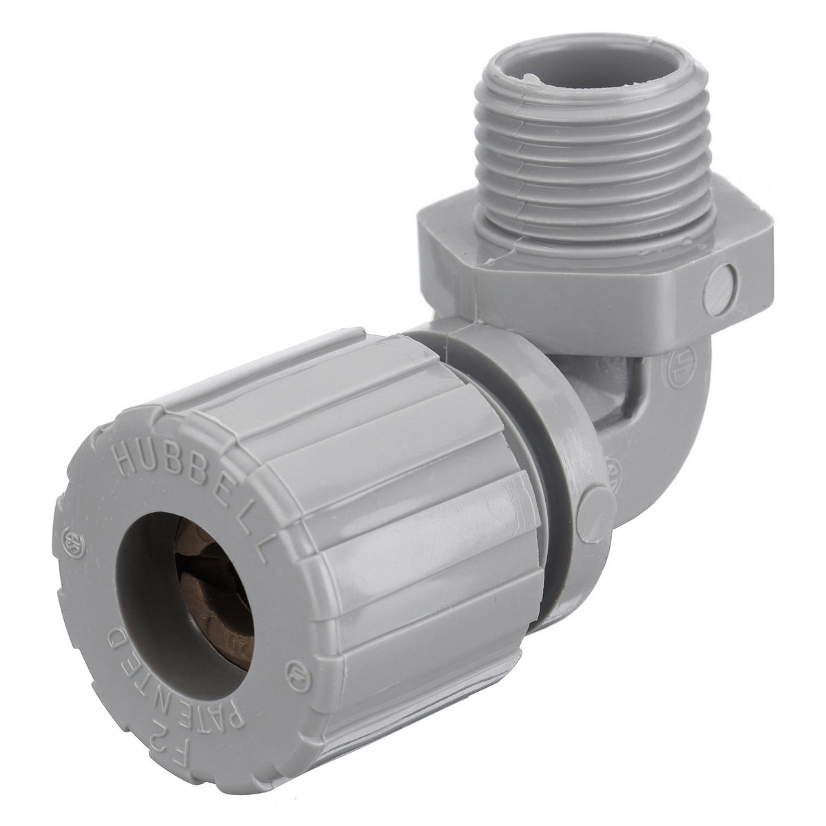 Product image for Connector cord 90.. male nylon grey/brown 1/2" NPT 0.5-0.63"
