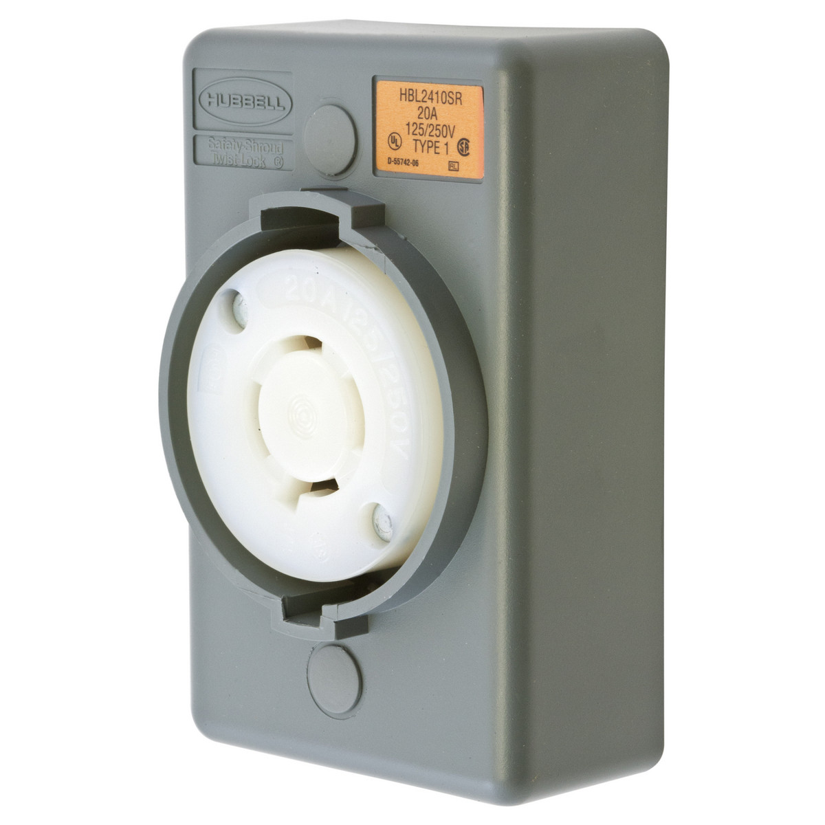 Product image for Receptacle single flush pc 3P4W 20A L14-20R grey