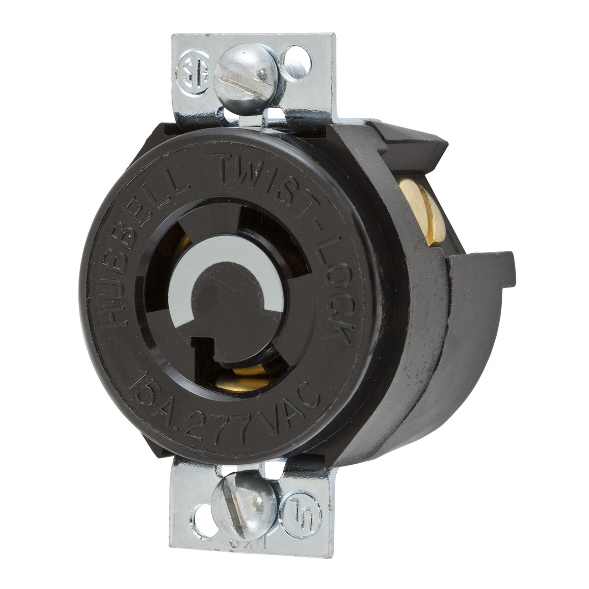 Product image for Receptacle single twist-lock panel mount NEMA L7-15R 2HP 15A 277V black