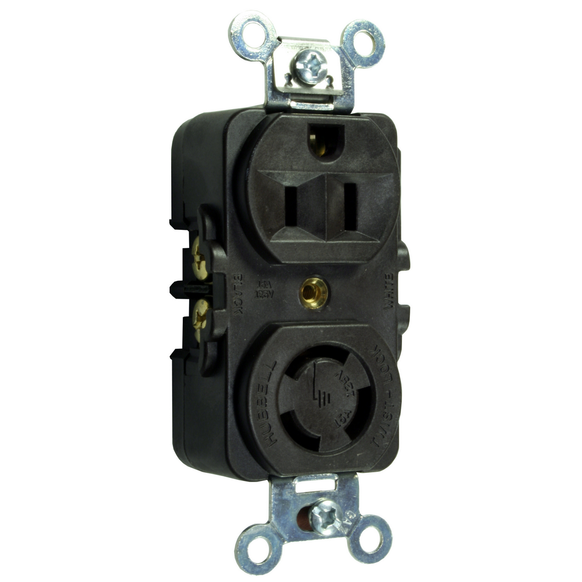 Product image for DUP RCPT,COMB 5-15RNON-NEMA LKG,BR
