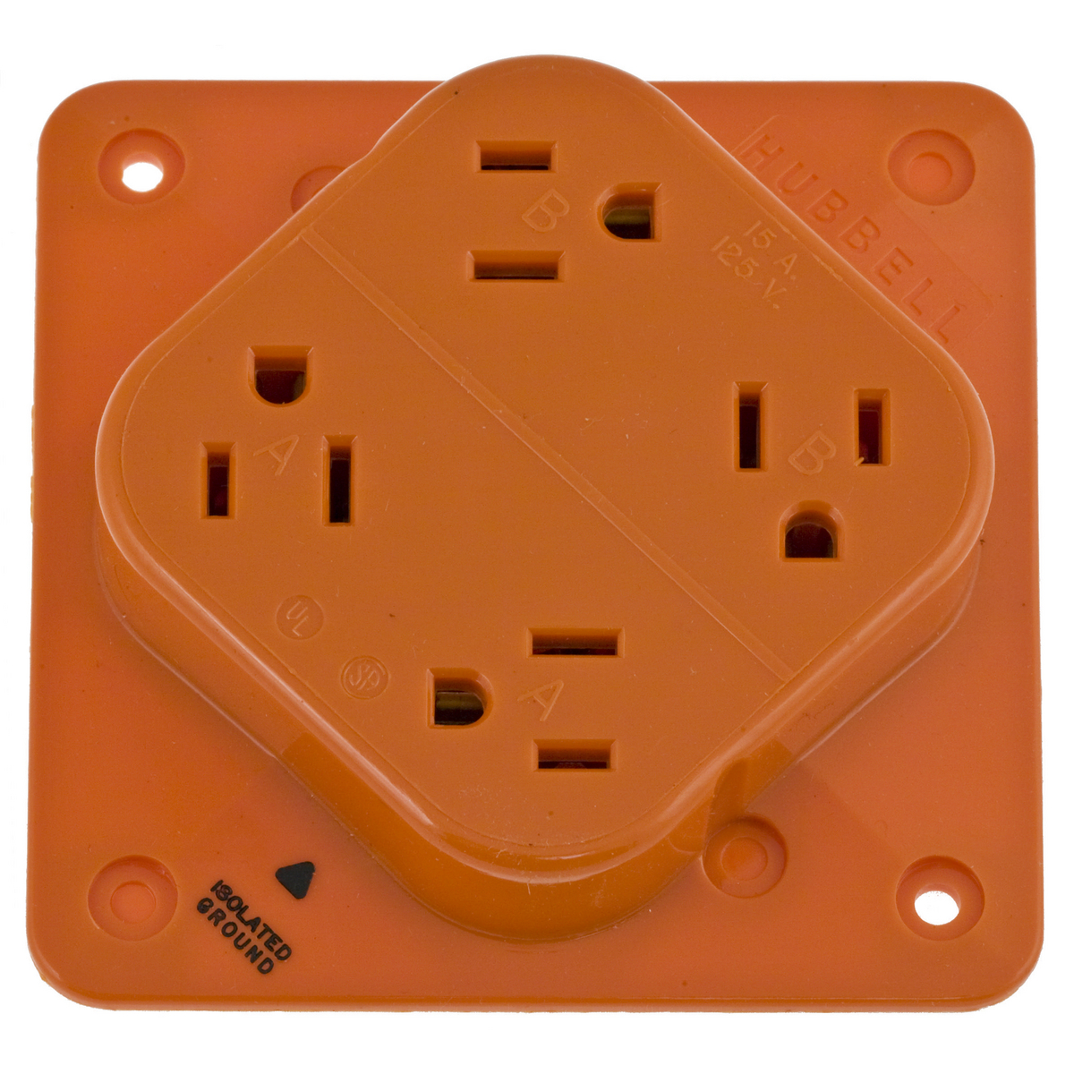 Product image for Receptacle ig flush pc 2P3W 15A 5-15R orange