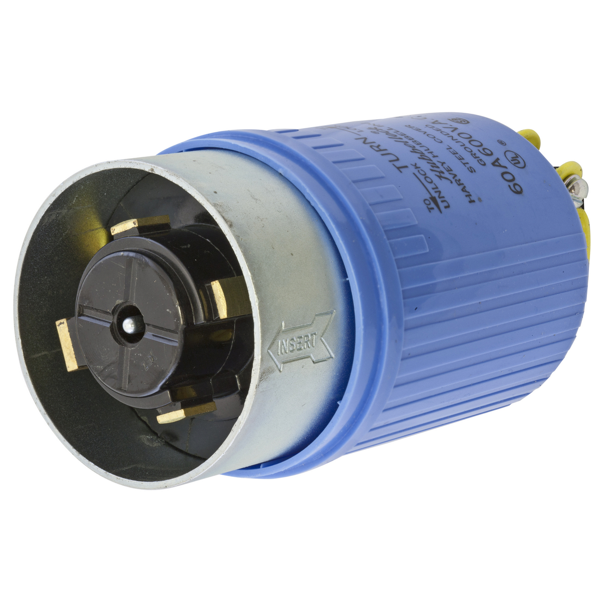 Product image for Plug 4-pole 5-wire phenolic interior 60A 600V blue