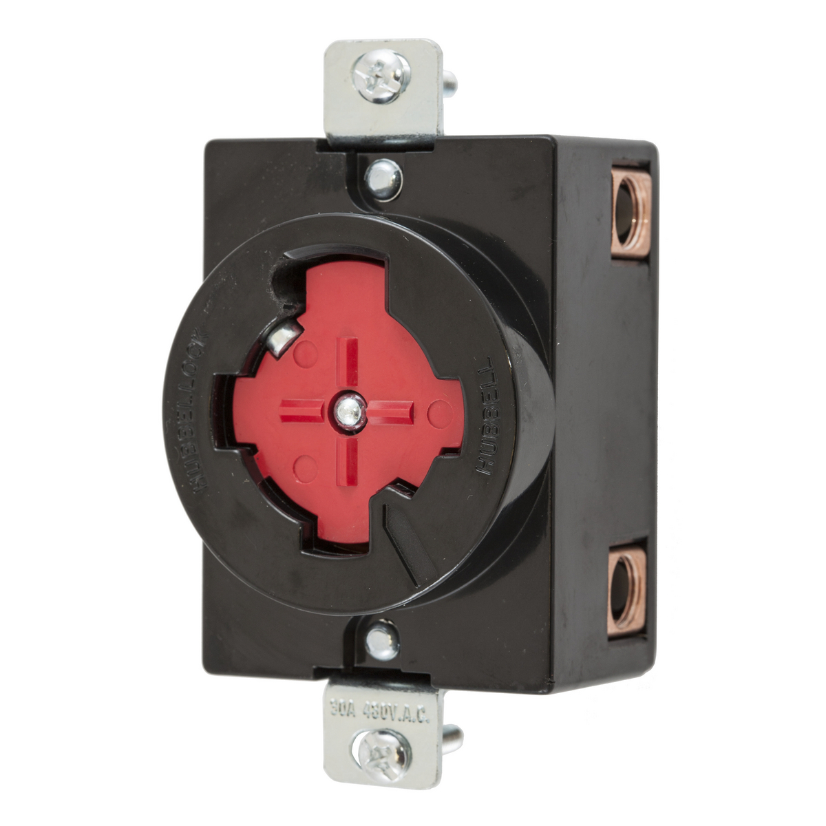 Product image for Receptacle single flush phenolic 3P4W 30A red