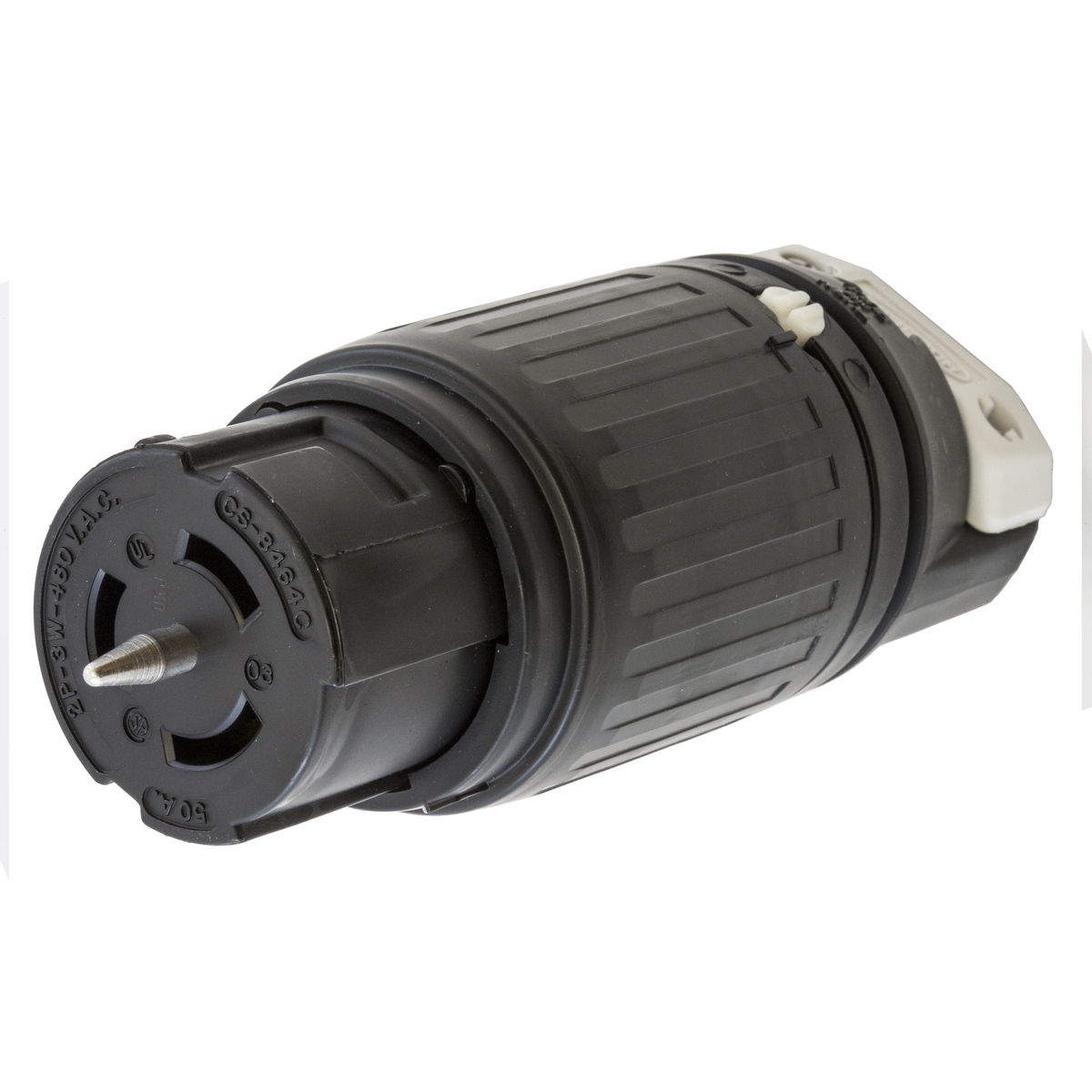 Product image for Connector nylon 2P3W 480VAC 50A black/white