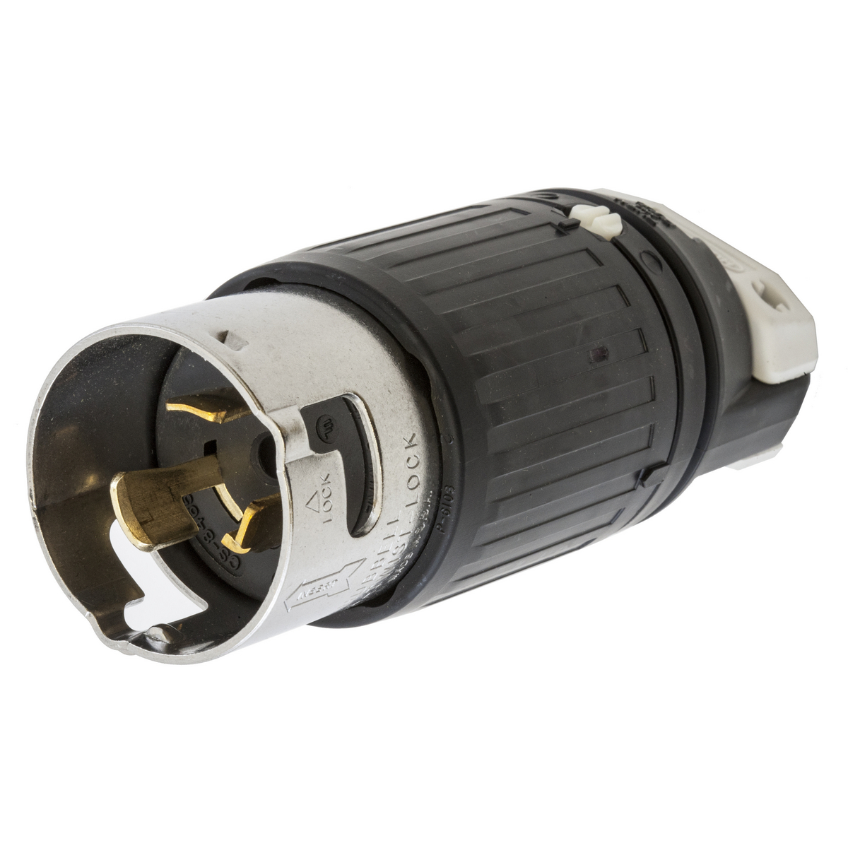 Product image for Plug nylon 3P4W 480VAC 50A black/wht Twist-Lock