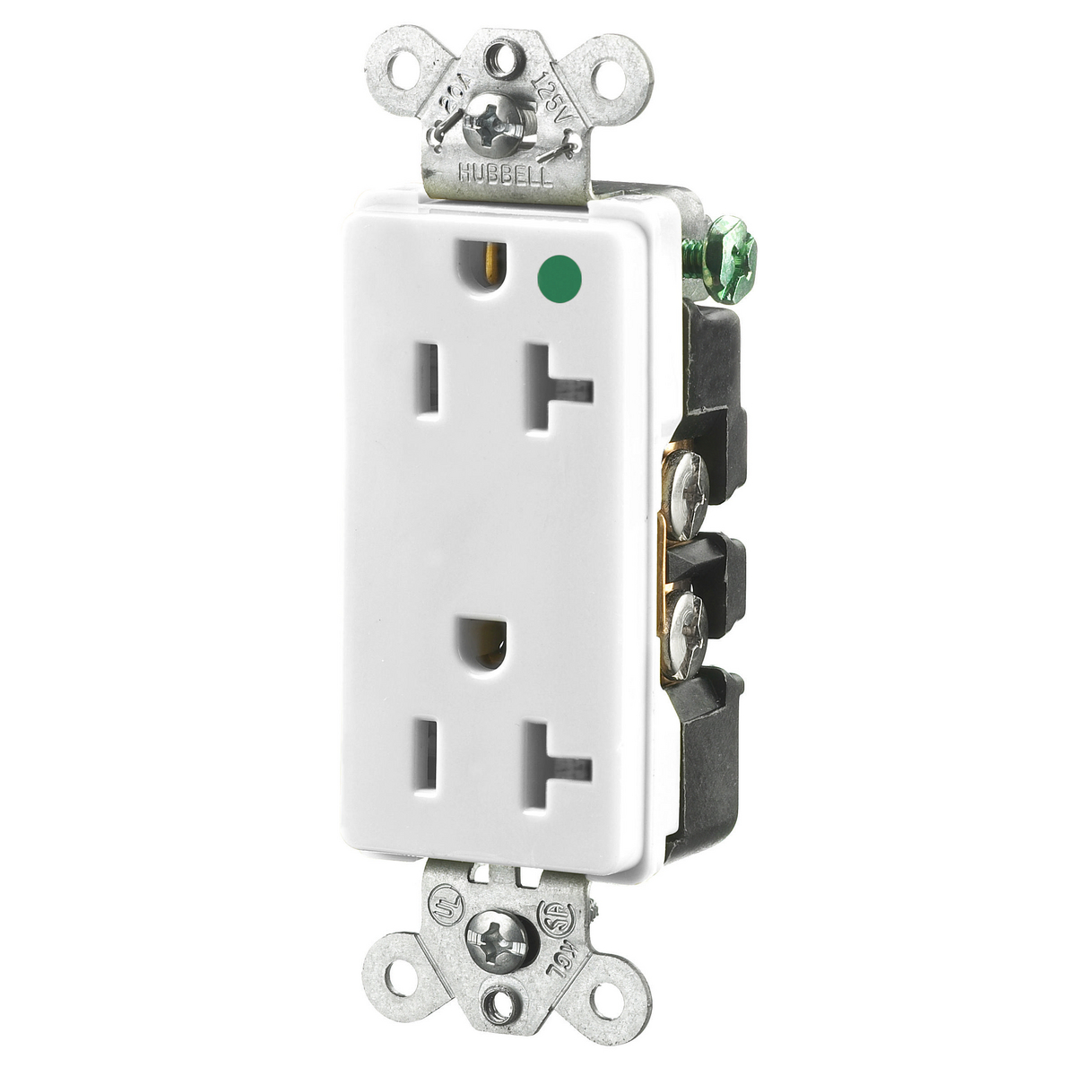 Product image for HUB HBL2182WA RECEPTACLE 20A 125V DUPLEX STYLELINE WHITE HG 5-20R