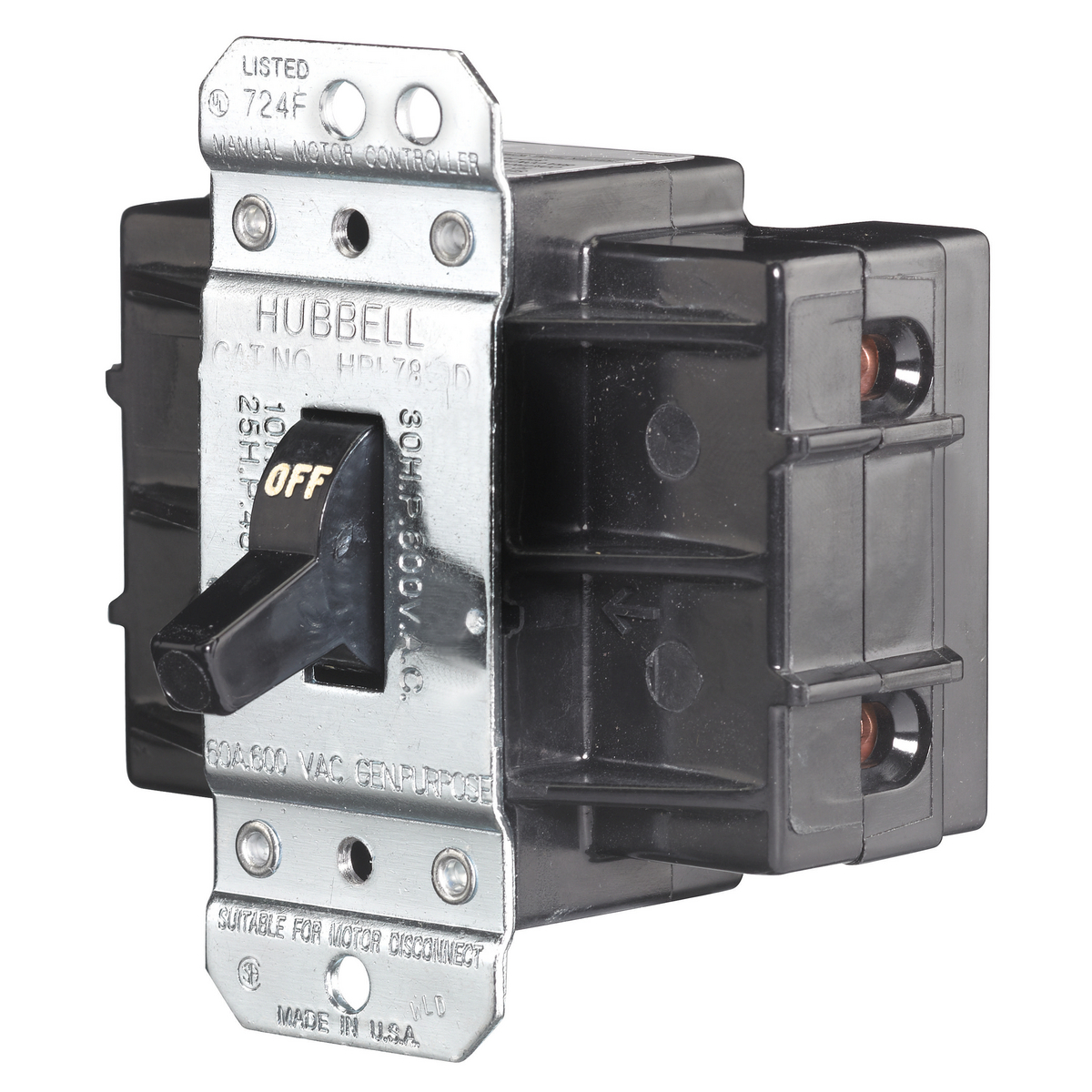 Product image for Switch AC motor 2P ST 60A 600V std toggle