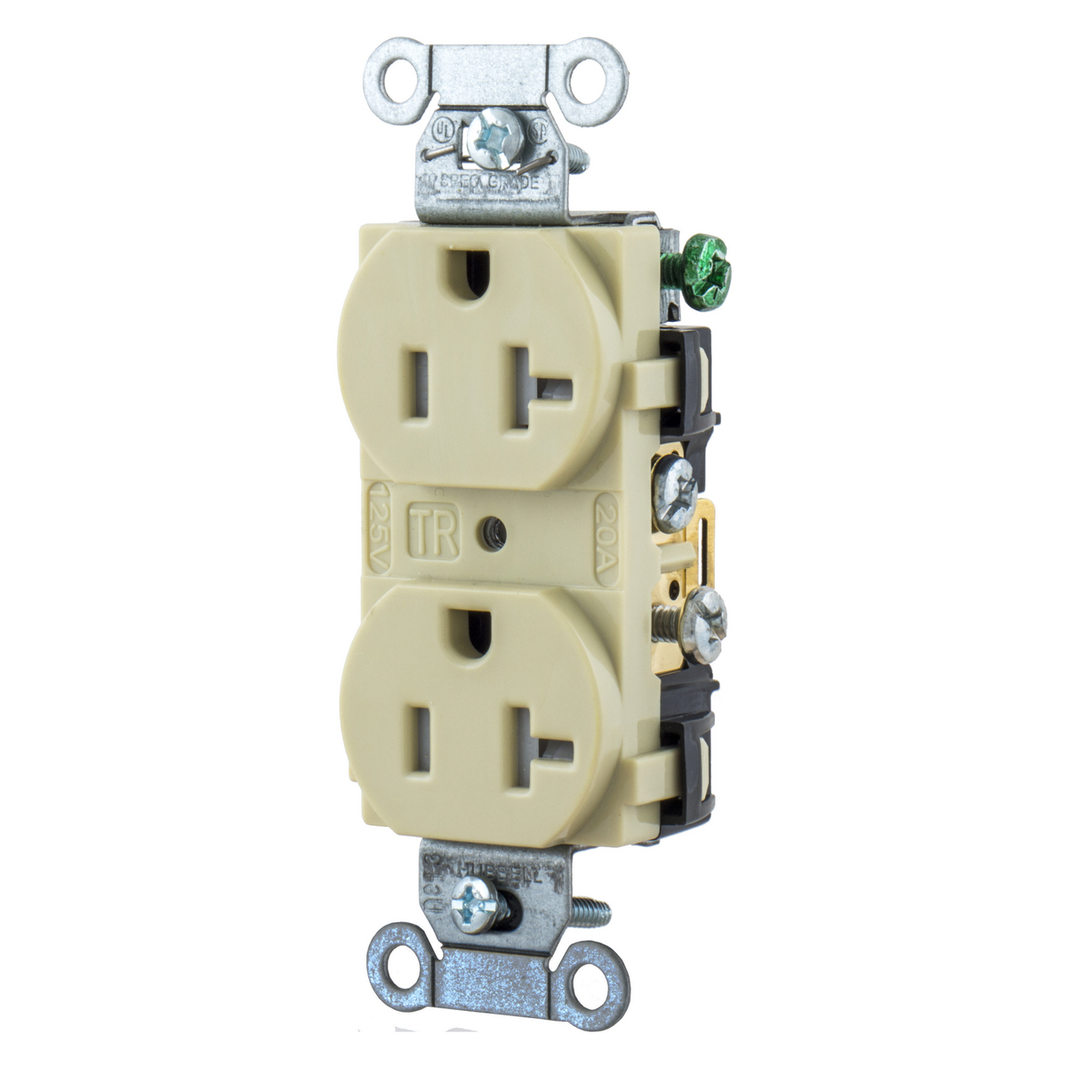 Product image for Receptacle duplex flush nyl 2P3W 20A 5-20R ivory
