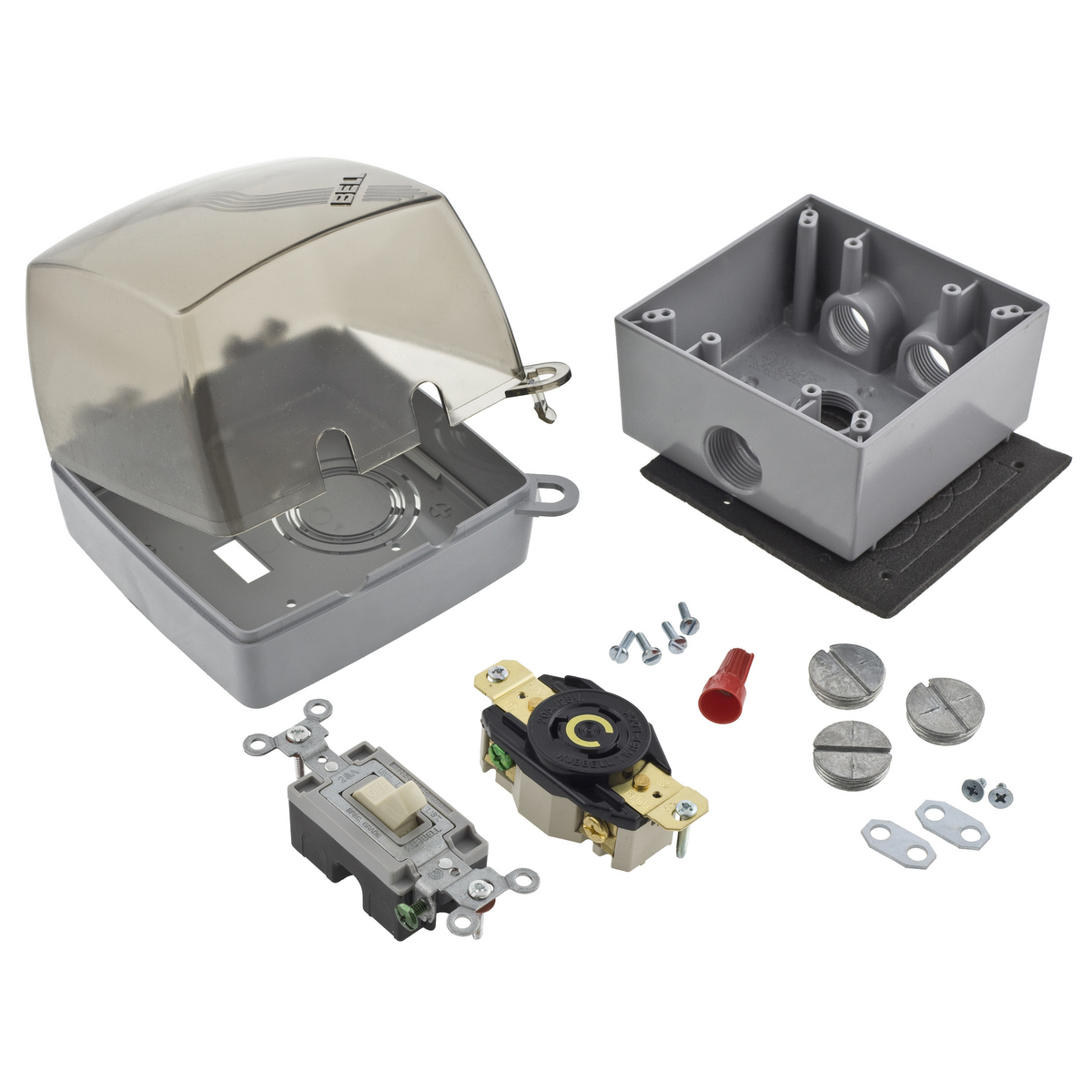 Product image for Kit pool pump receptacle 2-gang box grey