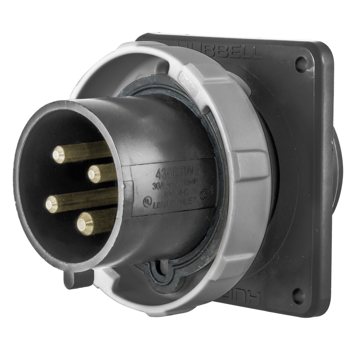 Product image for Inlet 3 pole 4 wire 600V 60A 40HP 4X/IP69k