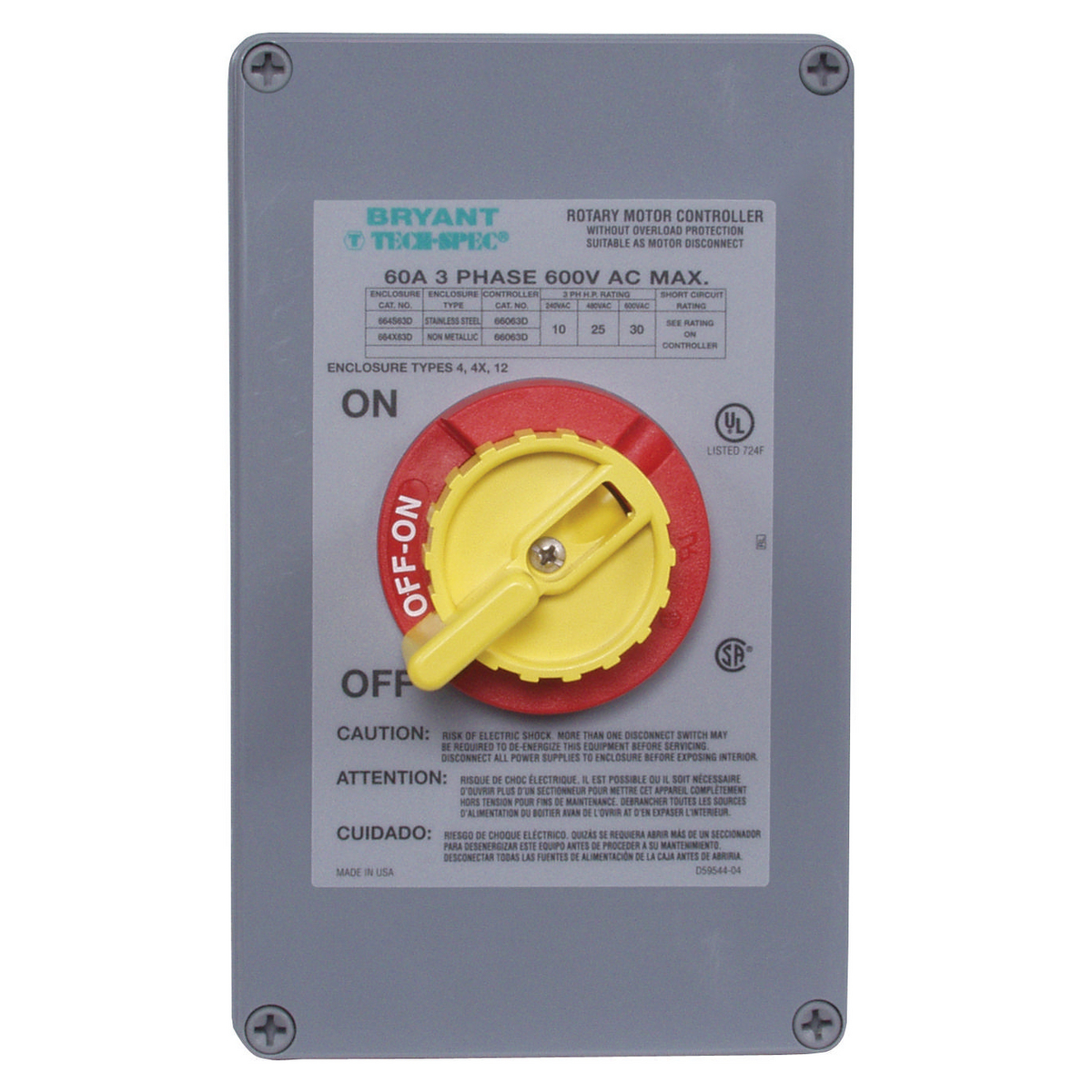 Product image for 60A 600V 3P RTRY DISC SW 4X PLAS