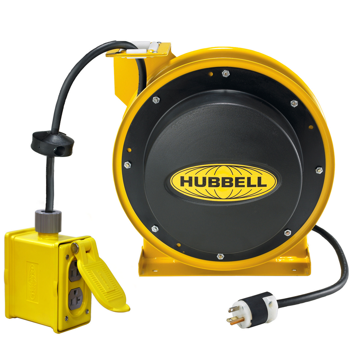 Product image for Reel power cord outlet box & 2-receptacle 20A 125V 45'