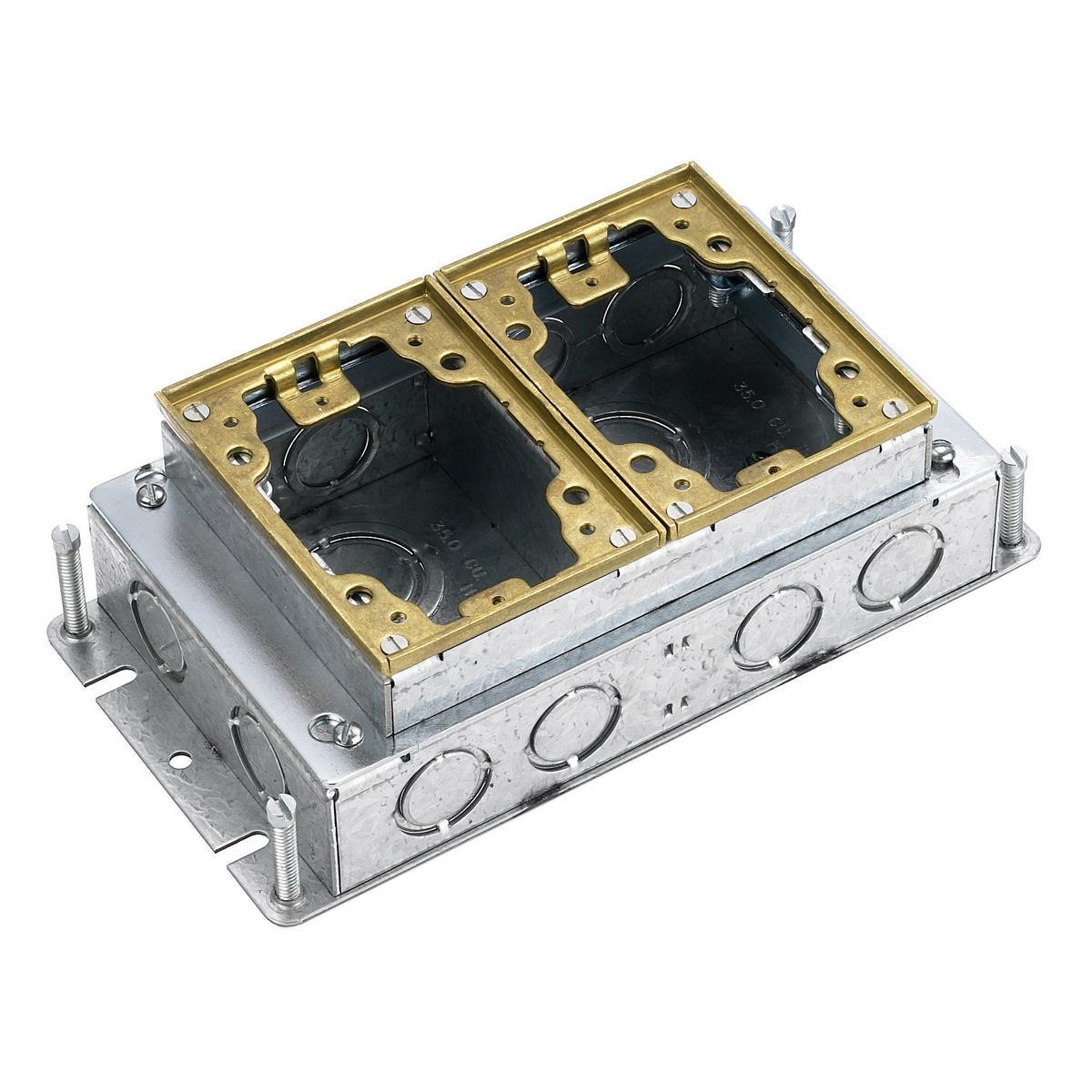 Product image for Floor box rectangle 2G shallow 2.74x4.81x9.25in