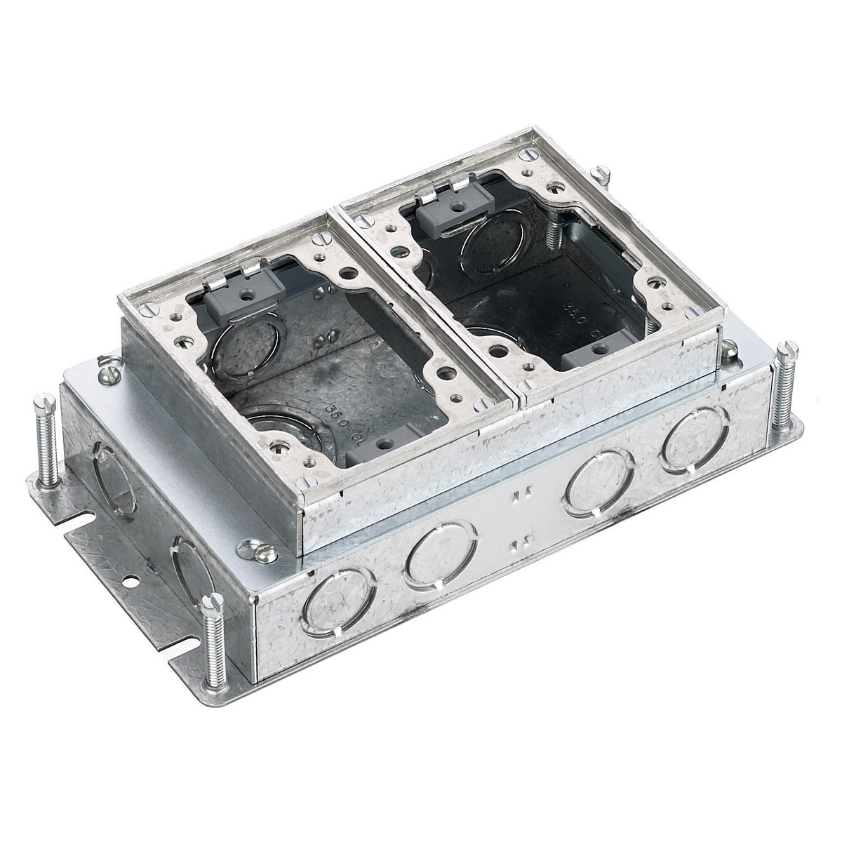 Product image for Box floor stamped steel 2-gang shallow aluminium 4.81x9.25x2.74"