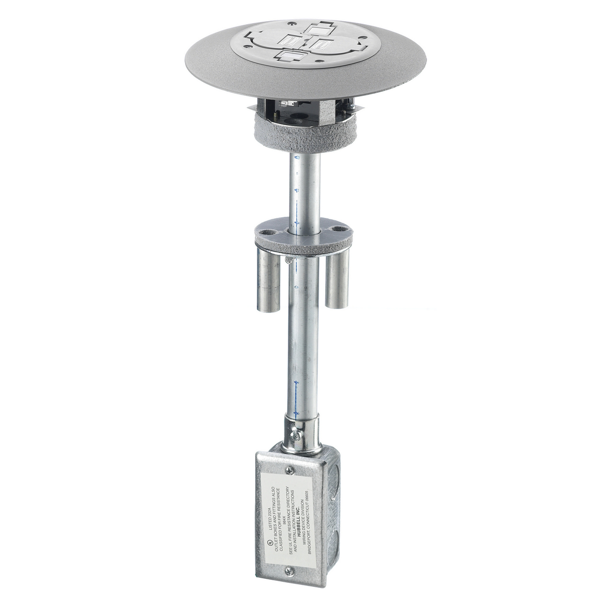 Product image for Flange fire-rated poke-through 2x2 flush alu gry