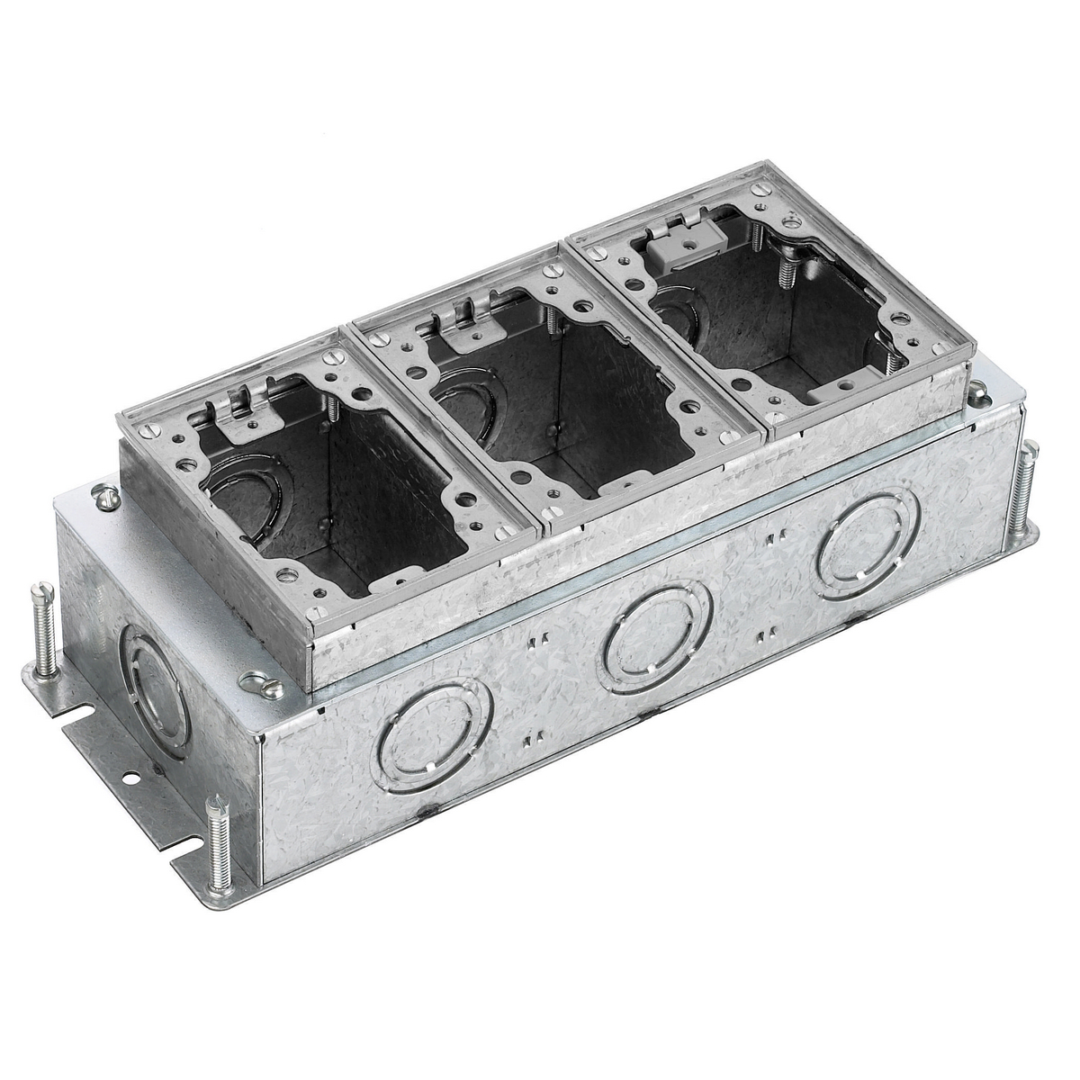 Product image for Box floor stamped steel 3-gang deep aluminium 4.81x12.5x3.72"