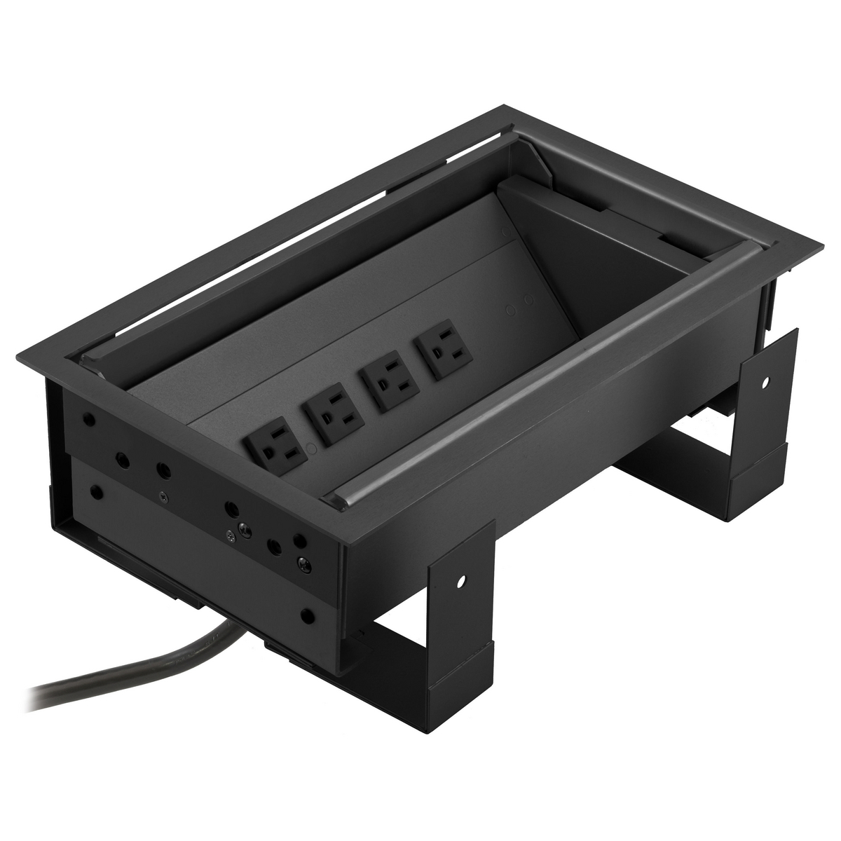 Product image for Furniture Connectivity Boxes, Work Surface Elite, Recessed, 4) Power, 3-Unit iStation, Black