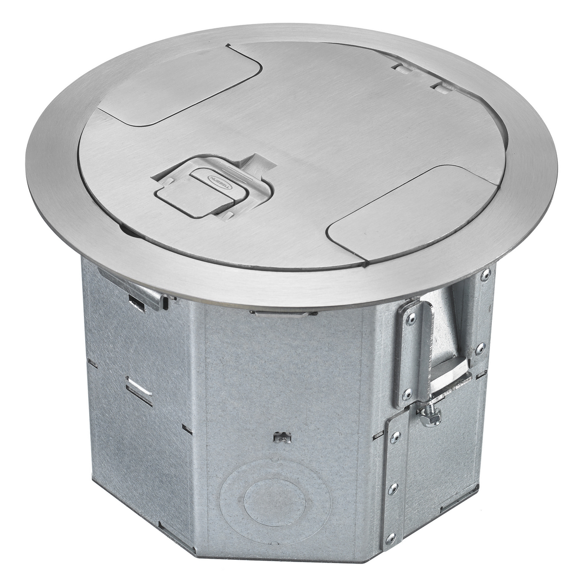 Product image for Box round floor brushed aluminium with cover