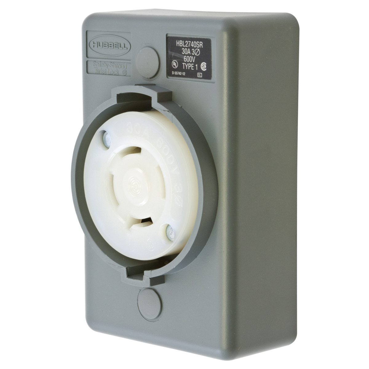 Product image for Receptacle single flush pc 3P4W 30A L17-30R grey