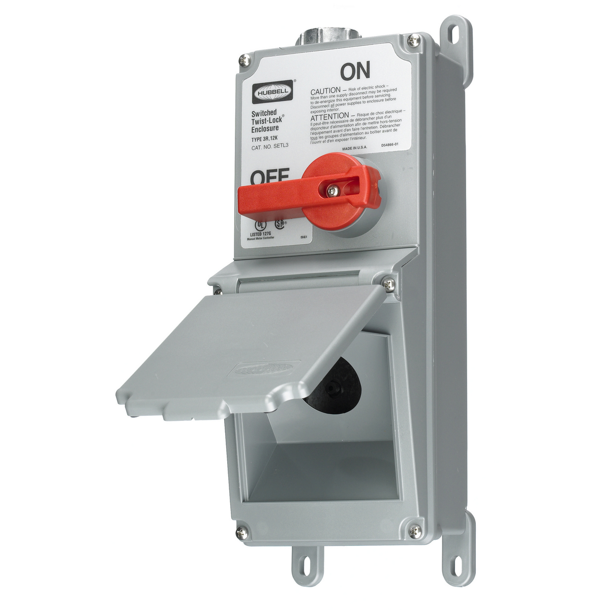 HUB SETL3 DISC SWITCH ENCLOSURE WITHOUT 20A OR 30A TWISTLOCK RECEPTACLE