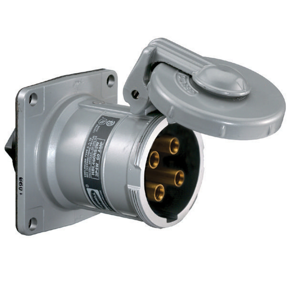 Product image for Receptacle 2 pole 3 wire 200A 600V style II reversed service