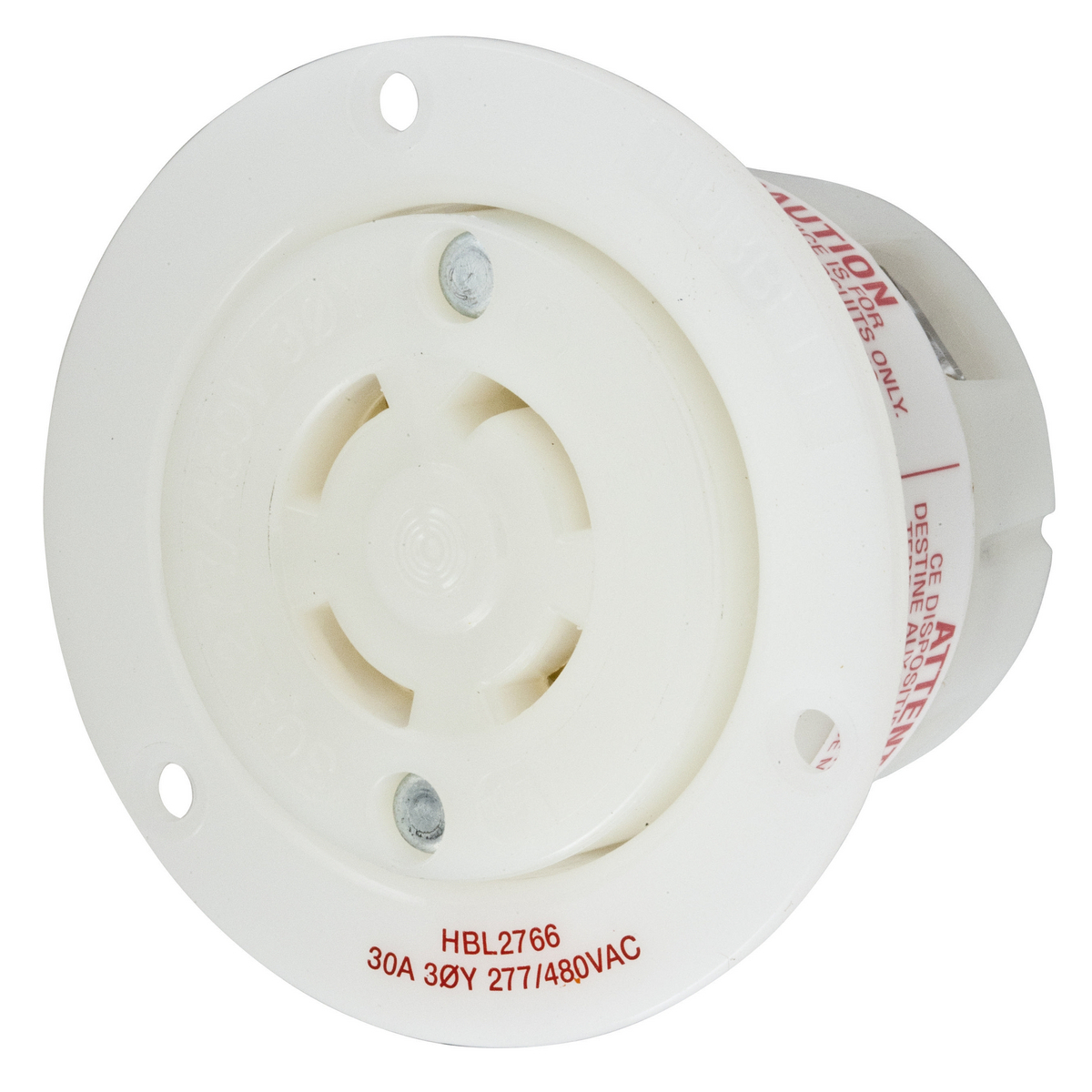 Product image for Receptacle flanged pc 4P4W 30A L19-20R white