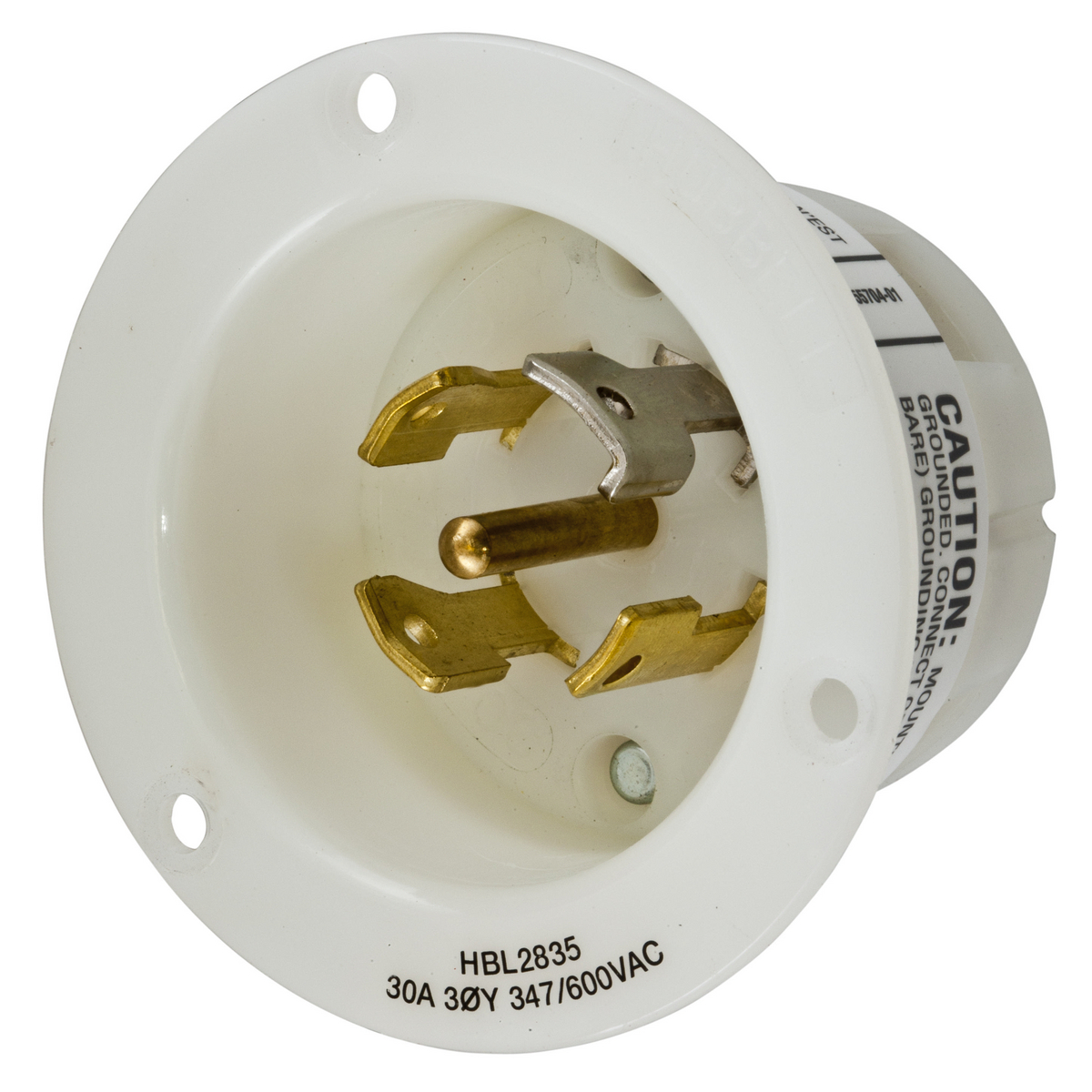 Product image for Inlet flanged 4-pole 5-wire NEMA L23-30P 30A 347/600V white