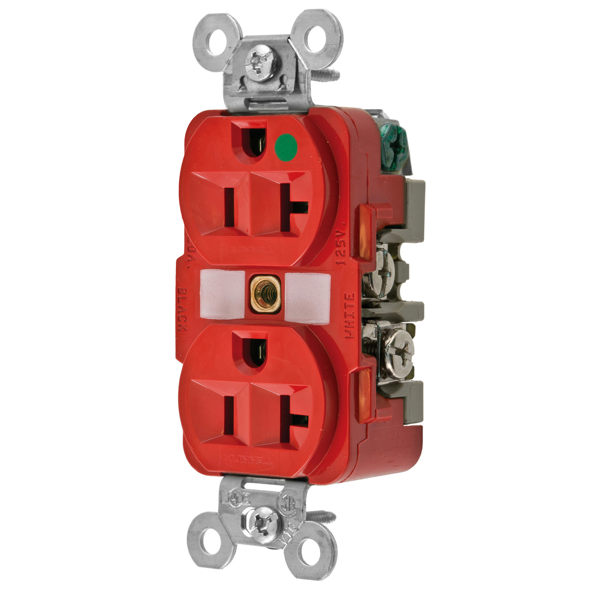 Product image for HUB HBL8300RED RECEPTACLE 20A 125V DUPLEX HOSPITAL GRADE 5-20R RED