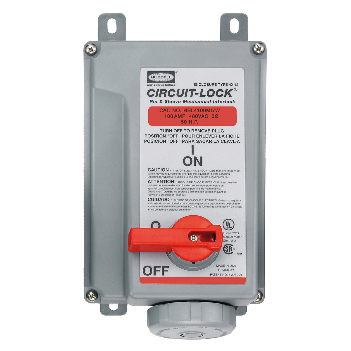 Product image for HUB HBL4100MI7W PS IEC MECHINT 3P4W 100A 3P 480V W/T