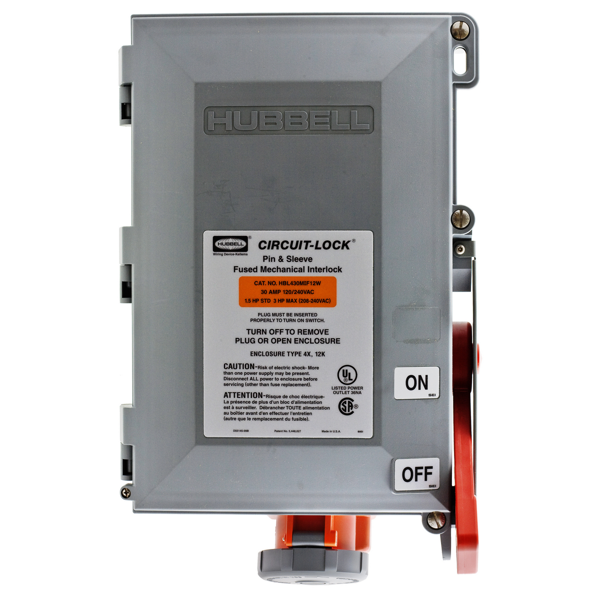 Product image for Device mechanical interlock 3-pole 4-wire fused 60A 120/240V