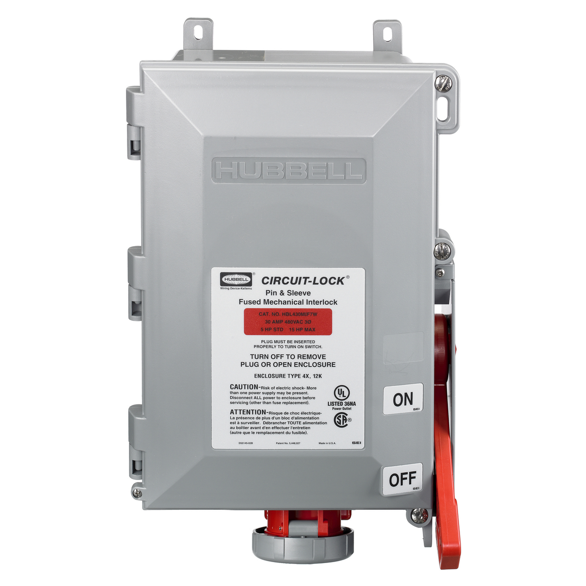 Product image for Device mechanical interlock 3-pole 4-wire fused 60A 480V