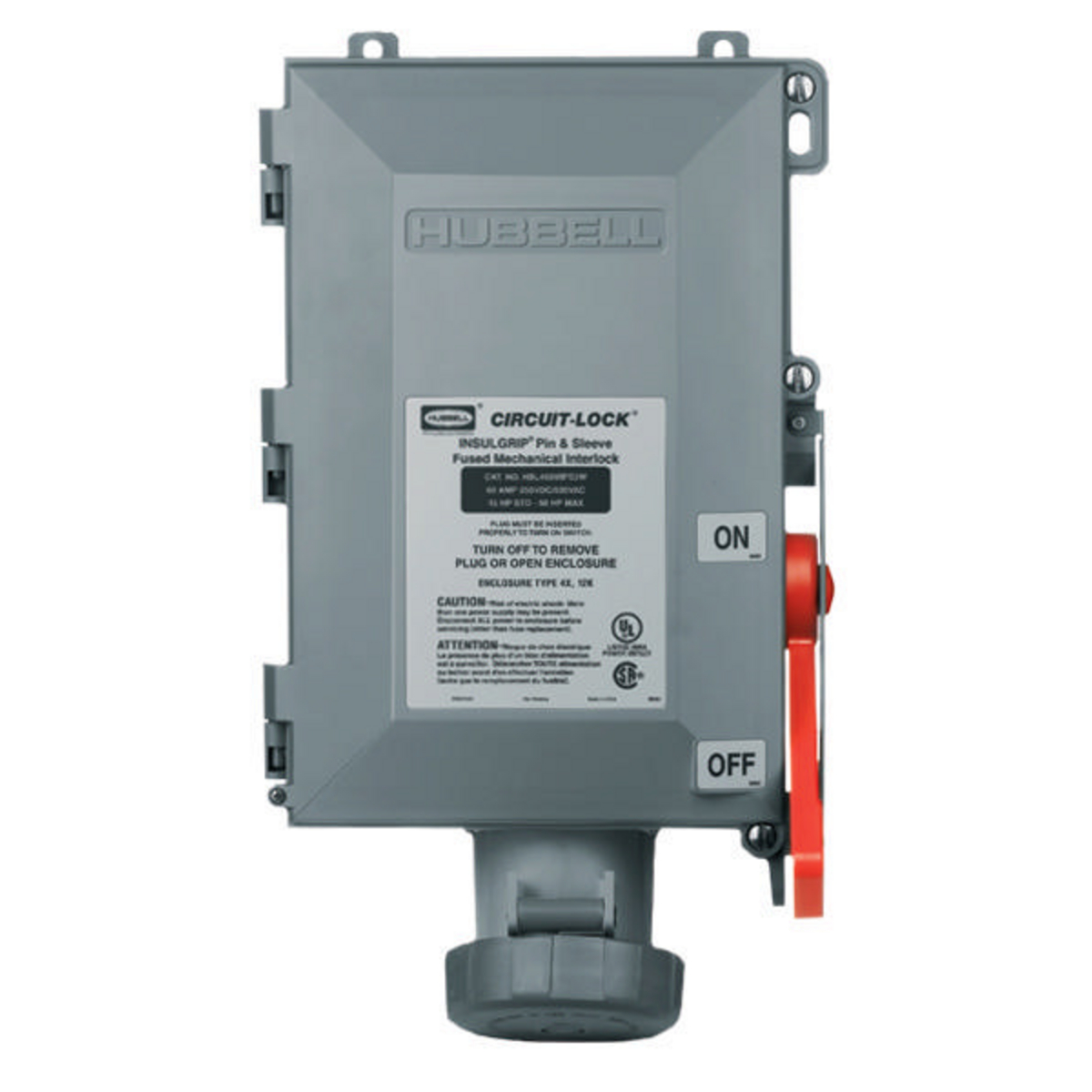 Product image for Device mechanical interlock 3-pole 4-wire fused 60A 240V