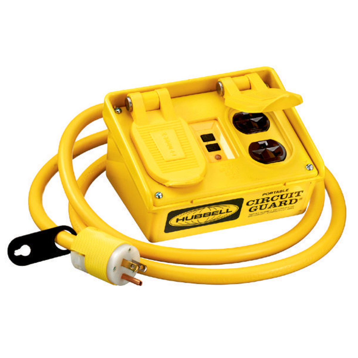 Product image for GFCI portable 120V AC 20A 4 outlet yellow