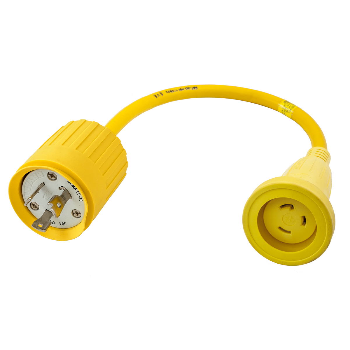 Product image for Adaptor straight 2-pole 3-wire male to female 20/30A 125V yellow