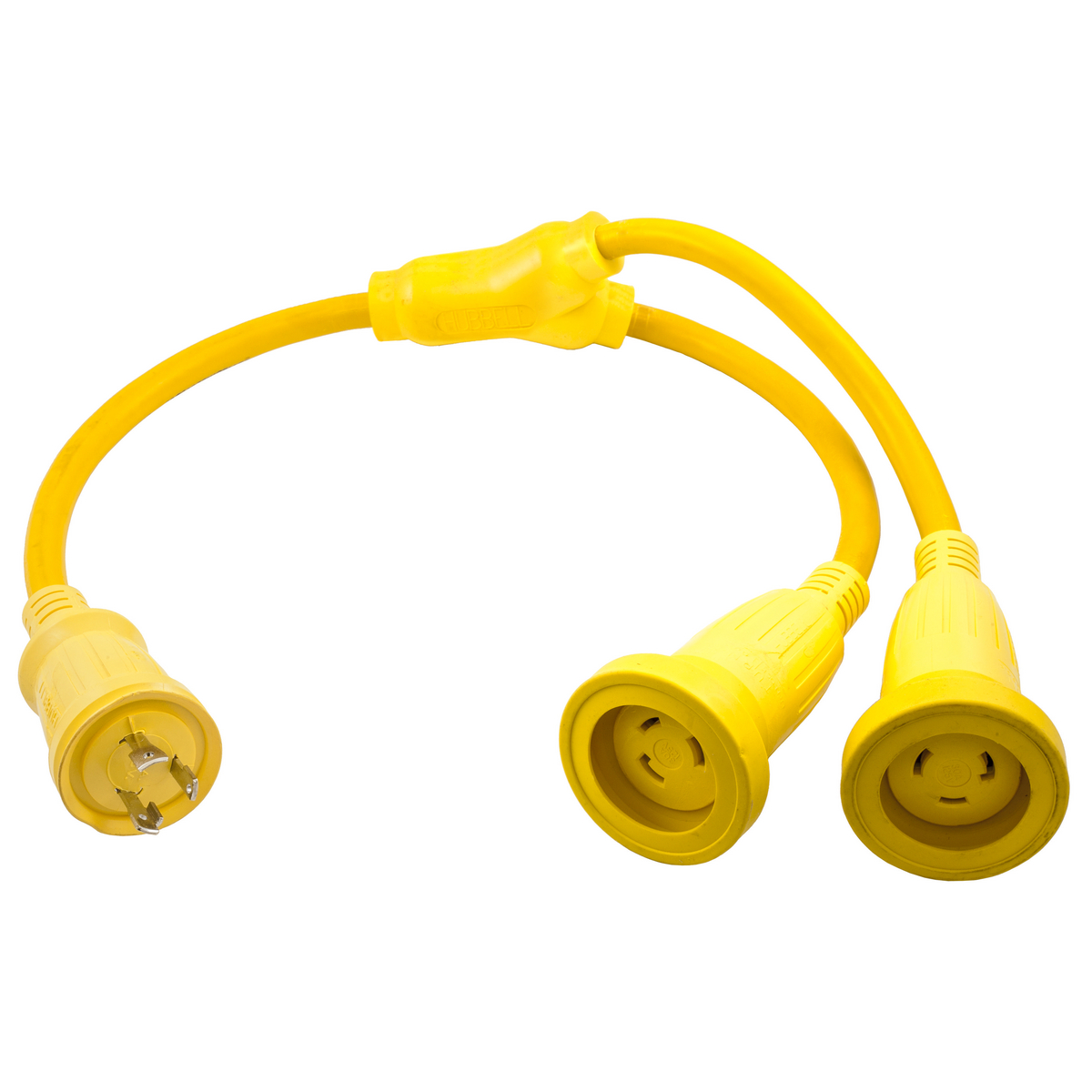Product image for Adaptor Y-style 2-pole 3-wire male to female 30A 125V yellow