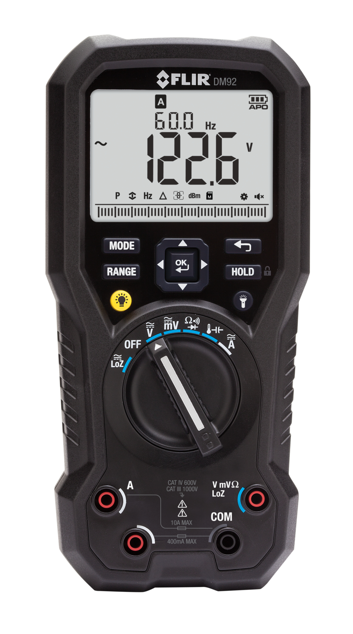 Product image for FLIR DM92 MULTIMETER 1000V AC/DC TRUE RMS CAT IV-600V CAT III-1000V