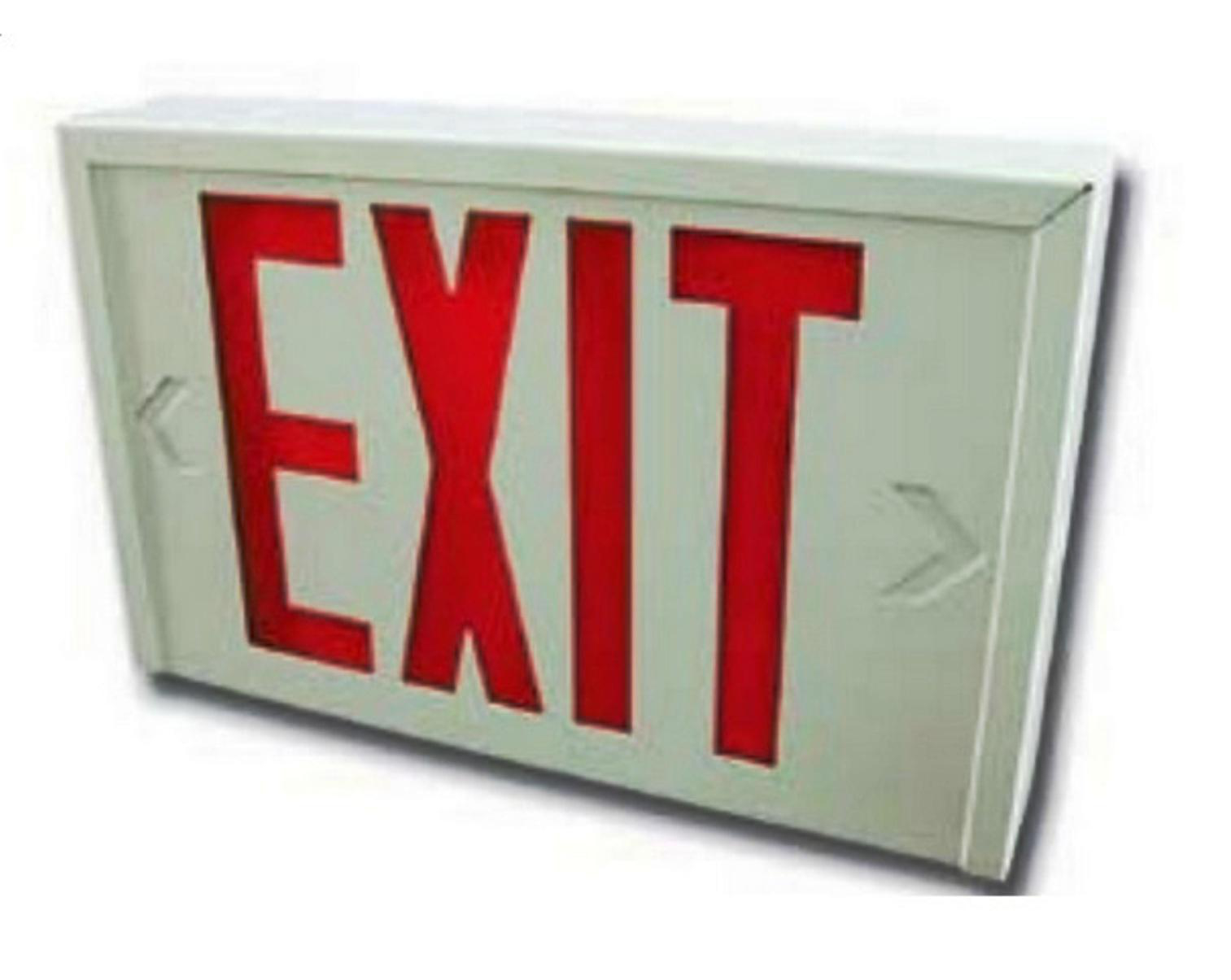 Product image for STANPRO SLEXSCOWH-UDC EXIT SIGN 6V 12V AND 24V DC BACK UP STEEL UNIVERSAL MOUNT