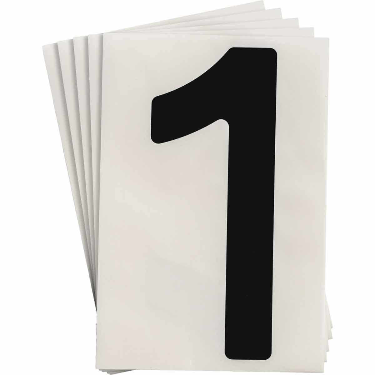 Product image for ToughStripe® Floor Marking Polyester Number 1 Markers - Black, 6" x 8"