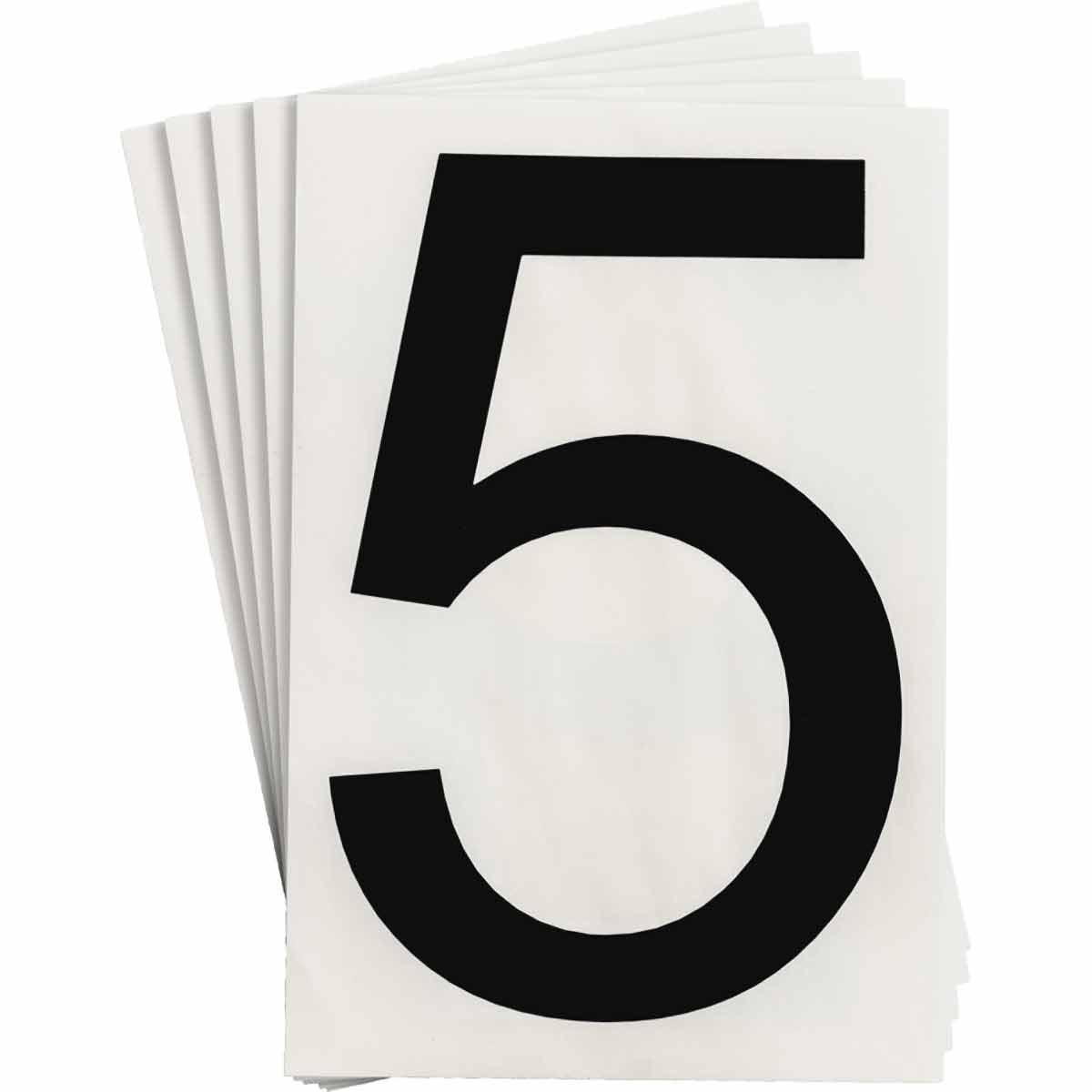 Product image for ToughStripe® Floor Marking Polyester Number 5 Markers - Black, 6" x 8"