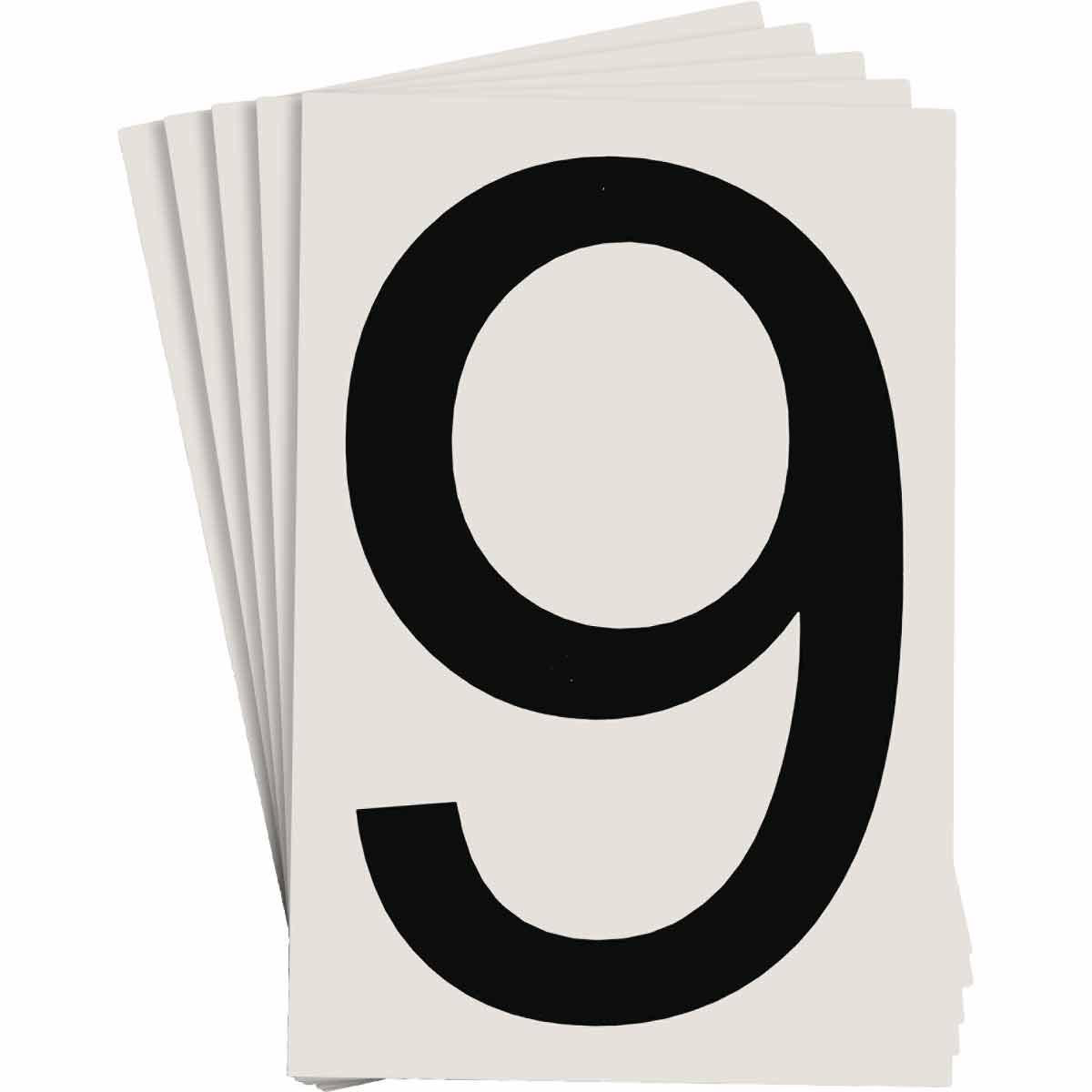 Product image for ToughStripe® Floor Marking Polyester Number 9 Markers - Black, 6" x 8"