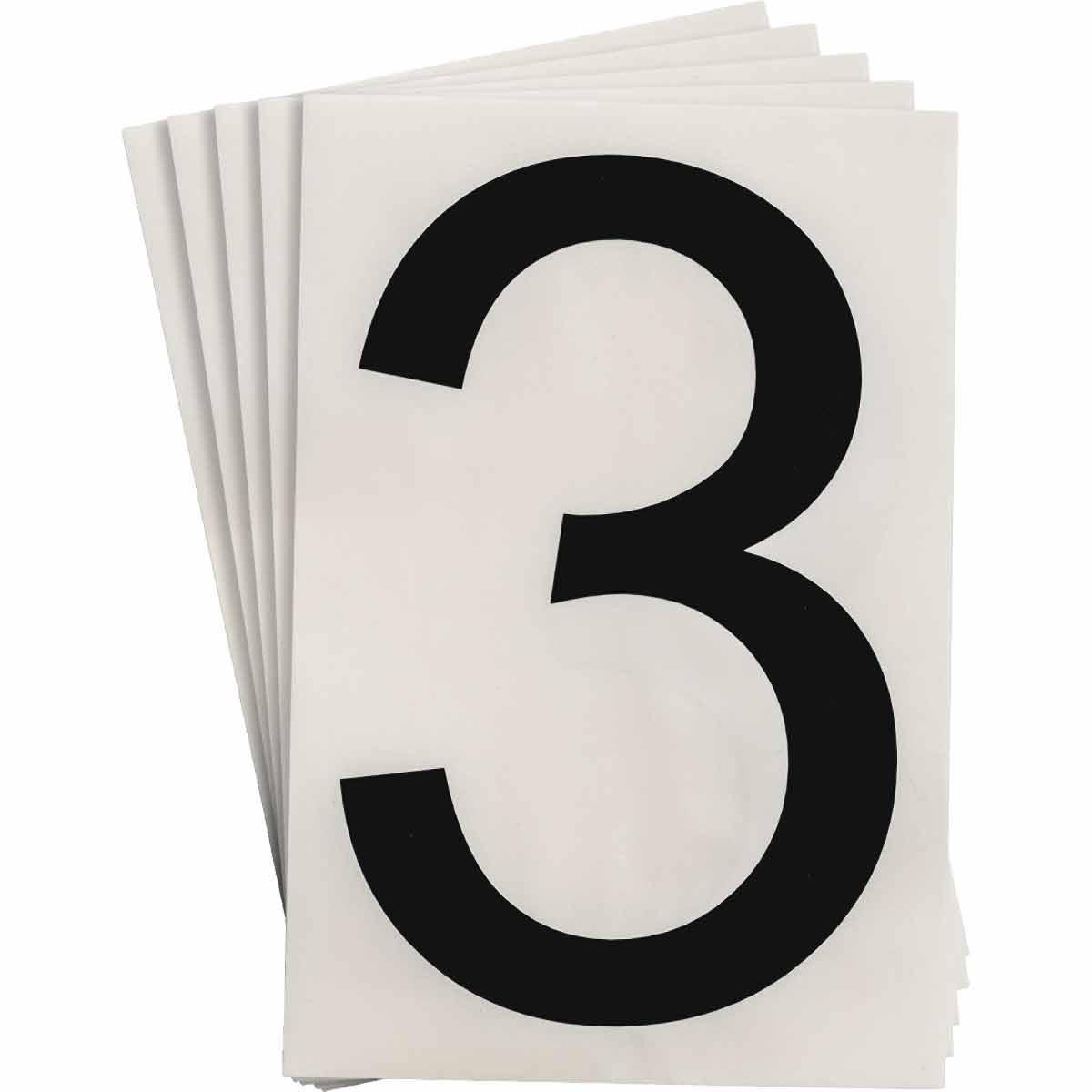 Product image for ToughStripe® Floor Marking Polyester Number 3 Markers - Black, 6" x 8"