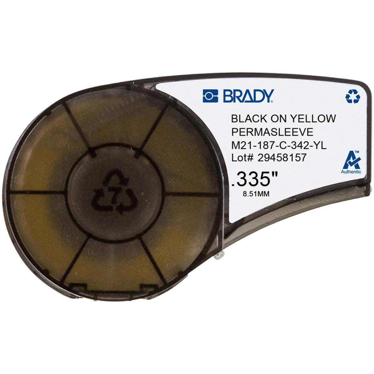 Product image for Sleeve marking f/BMP21 printers polyolefin B-342 black/yellow 0.187"x7'